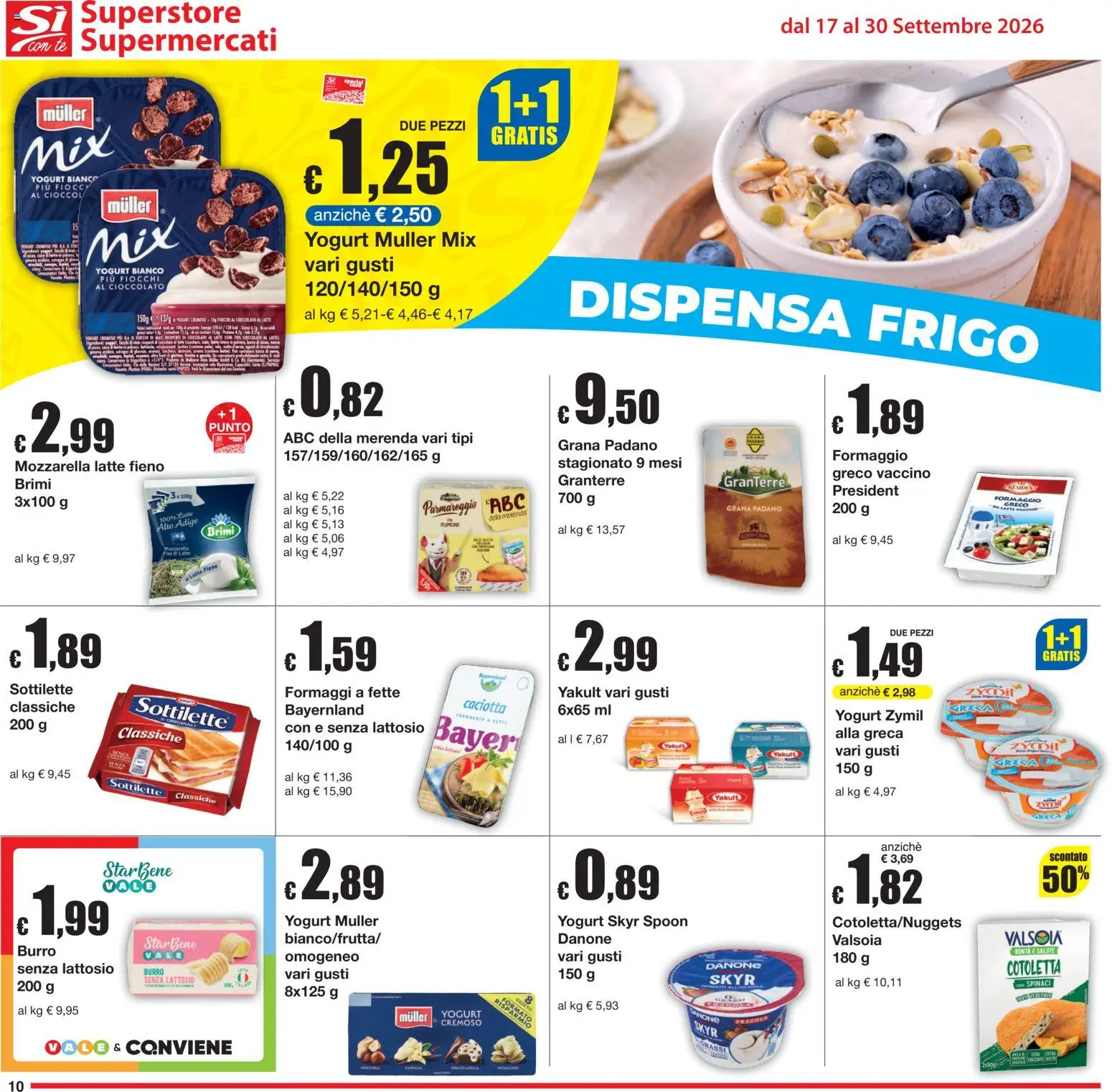Volantino Sì con Te del 17/09/2026 | Pagina: 10 | Prodotti: Yogurt, Fiocchi, Latte, Yogurt bianco