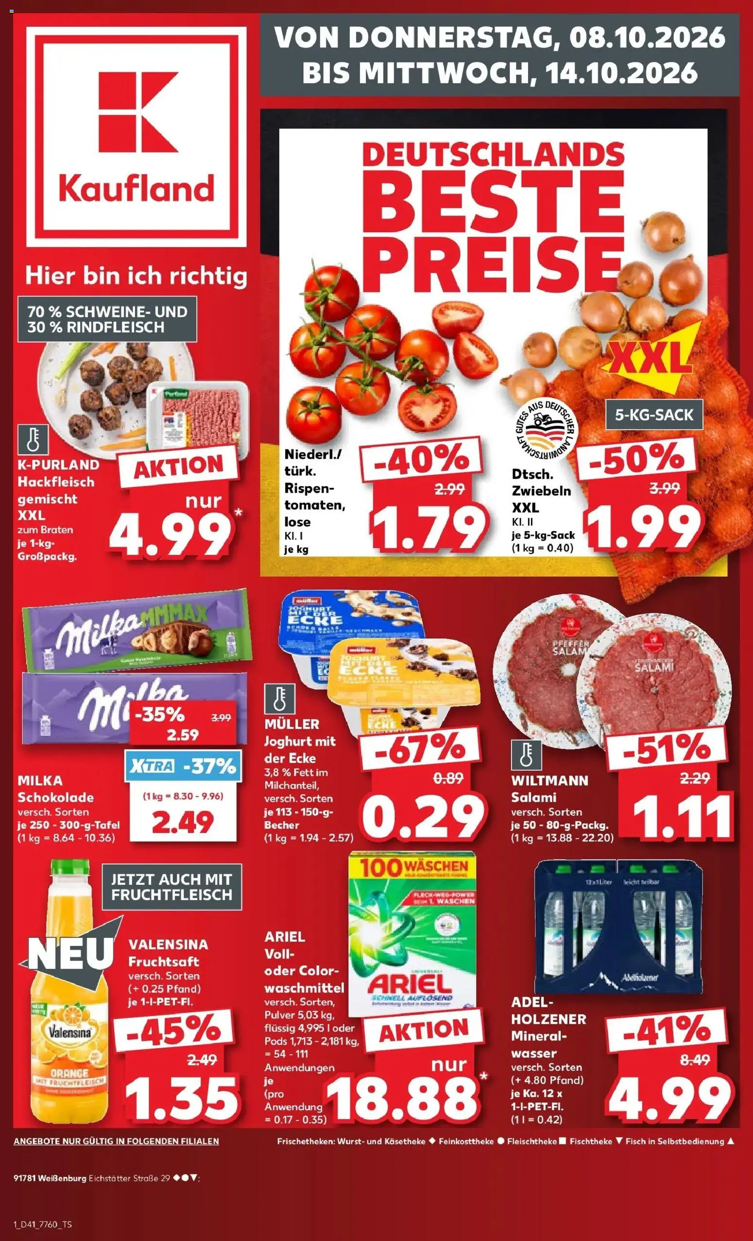 Prospekt Kaufland ab 08.10.2026 » Angebote Online zum Blättern | Seite: 1 | Produkte: Ariel, Fisch, Zwiebeln, Fruchtsaft