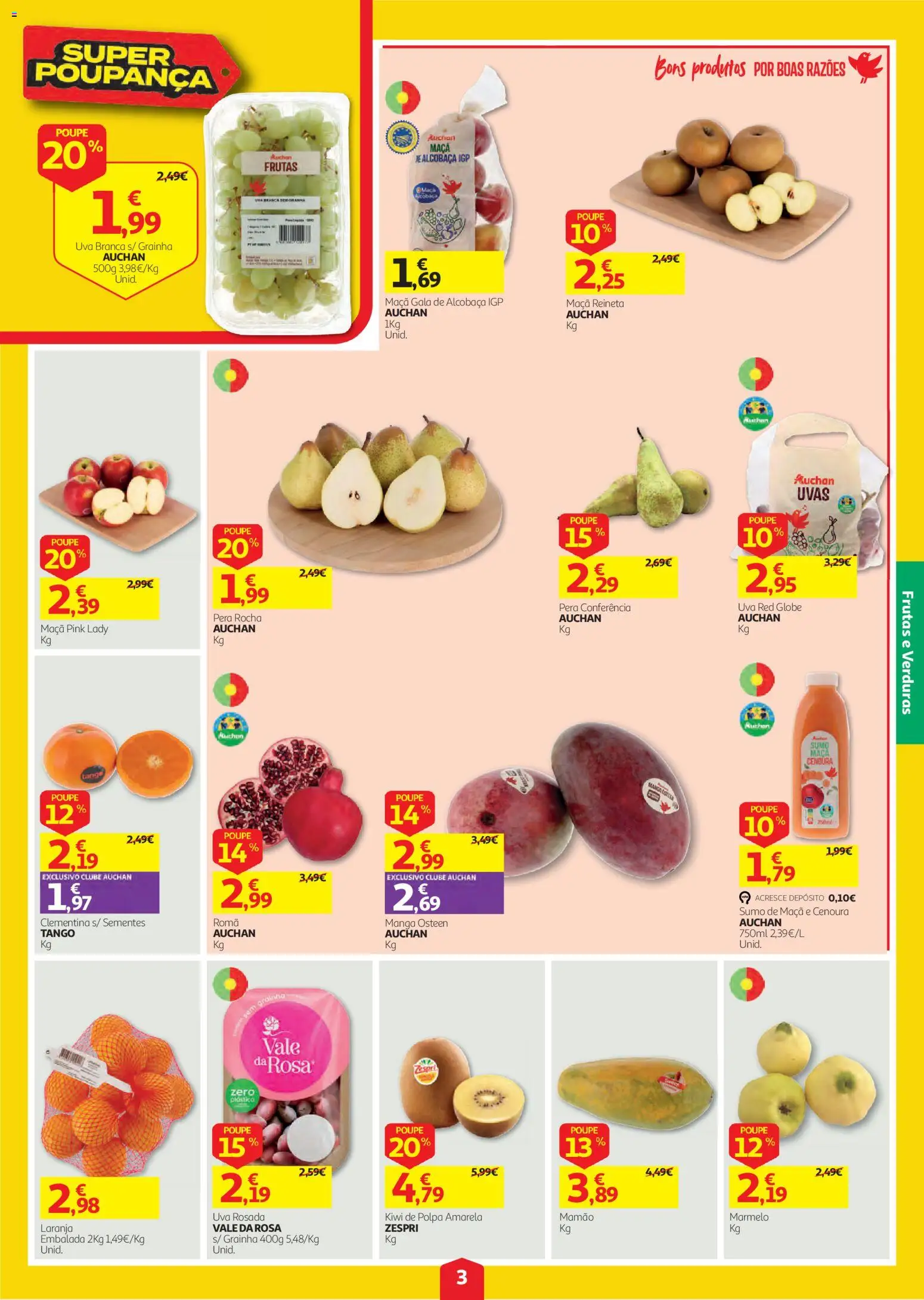 Auchan folheto │ válido de 08/10/2026 | Página: 3 | Produtos: Sumo de maçã, Maça, Sumo, Uvas