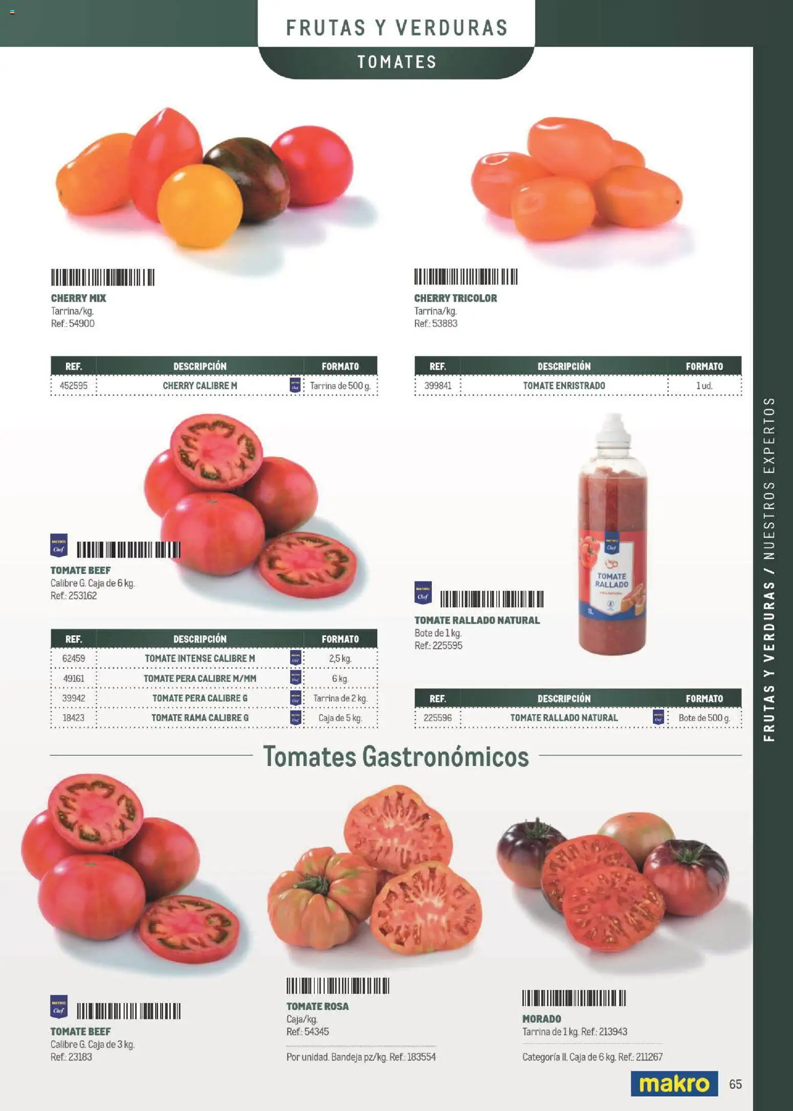Makro Especial Carta y Menú │ válido desde el 06/07/2026 | Página: 65 | Productos: Tomates, Bandeja, Caja