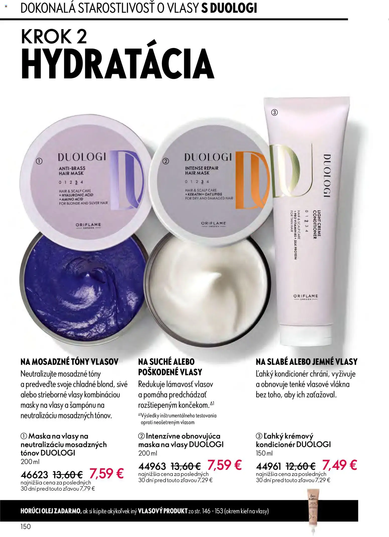 Nové Oriflame akcie – leták je platný od 27.05.2026 | Strana: 150 | Produkty: Olej, Kondicionér, Maska na vlasy, Maska
