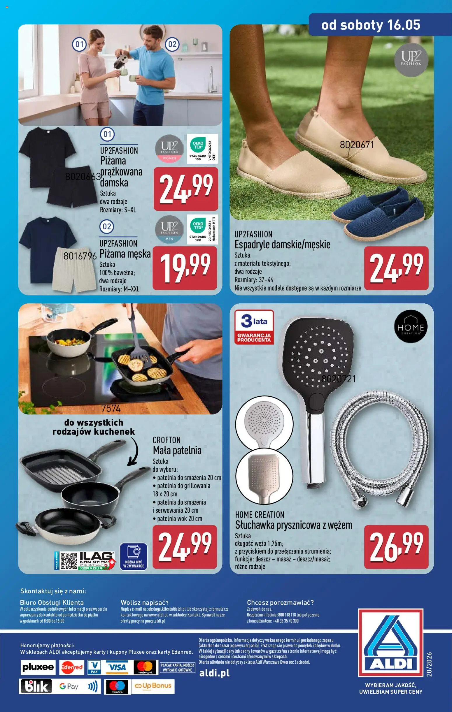 Aldi gazetka - Hity od Środy i od Soboty od 13.05.2026 | Strona: 16 | Produkty: Piżama, Espadryle, Patelnia wok, Patelnia