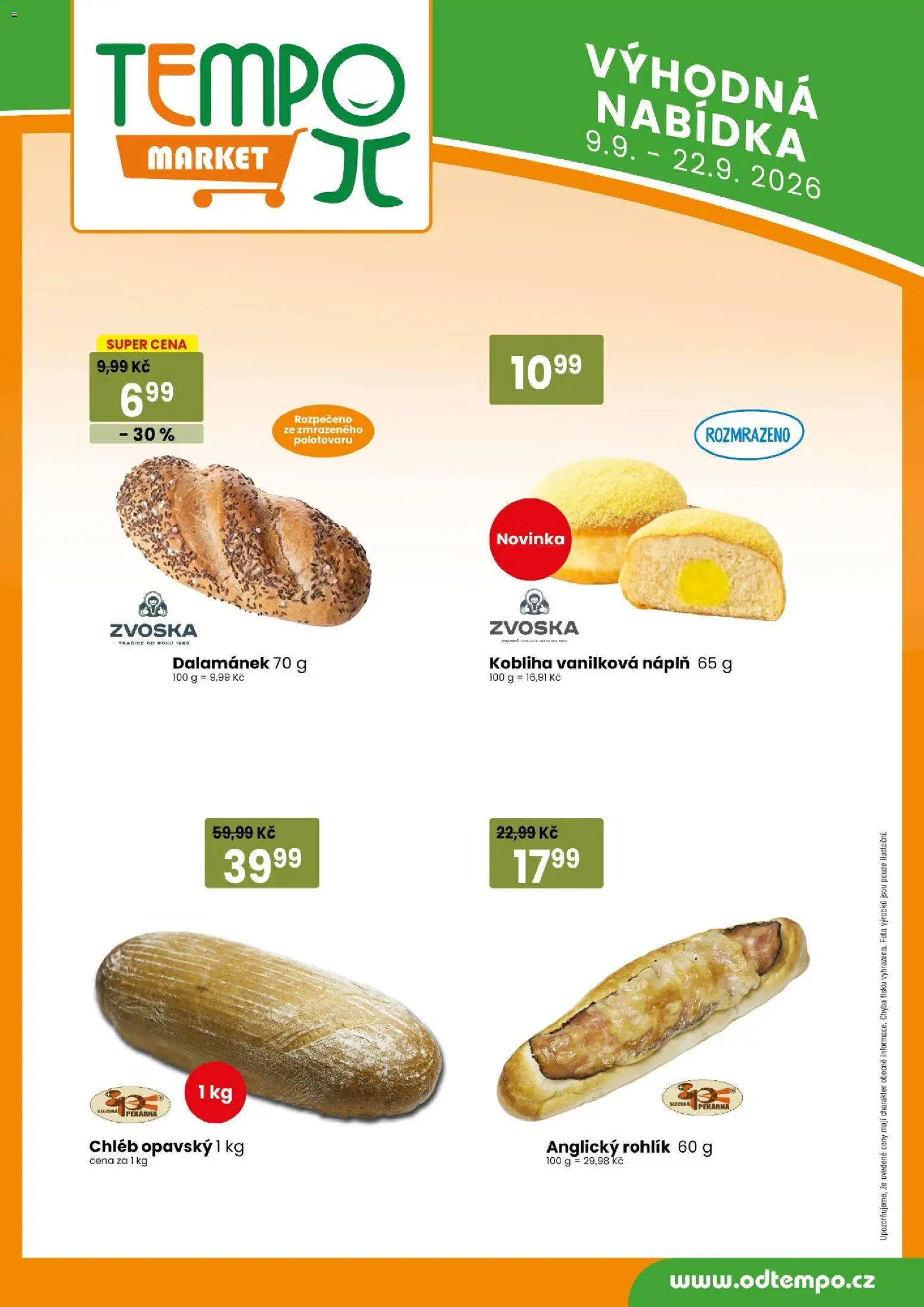 Tempo leták od 09.09.2026 | Strana: 13 | Produkty: Kobliha, Chléb, Rohlík, Anglický rohlík