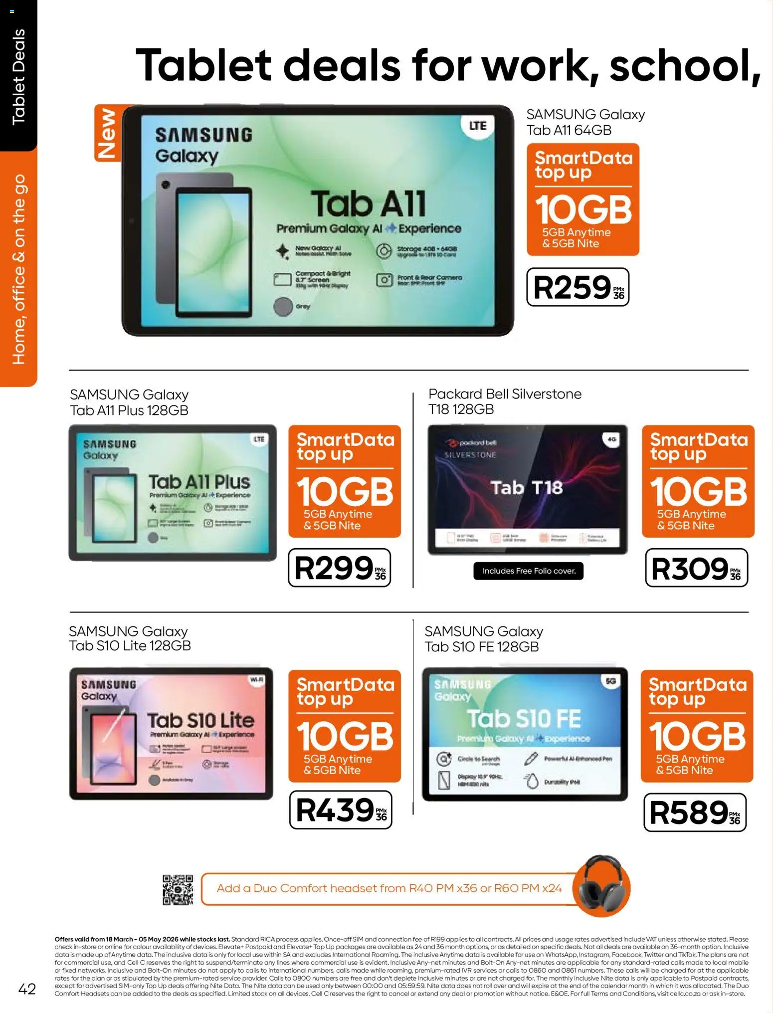 New Cell C catalogue – valid from 18.03.2026 | Page: 44 | Products: Data, Sim, Tablet, Stock
