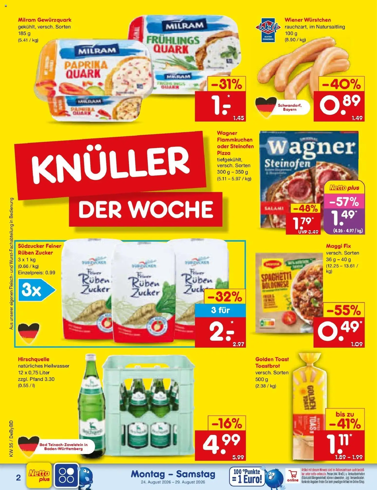 Netto Marken-Discount Prospekt Buttenwiesen – gültig ab 24.08.2026 | Seite: 2 | Produkte: Maggi, Toastbrot, Paprika, Pizza