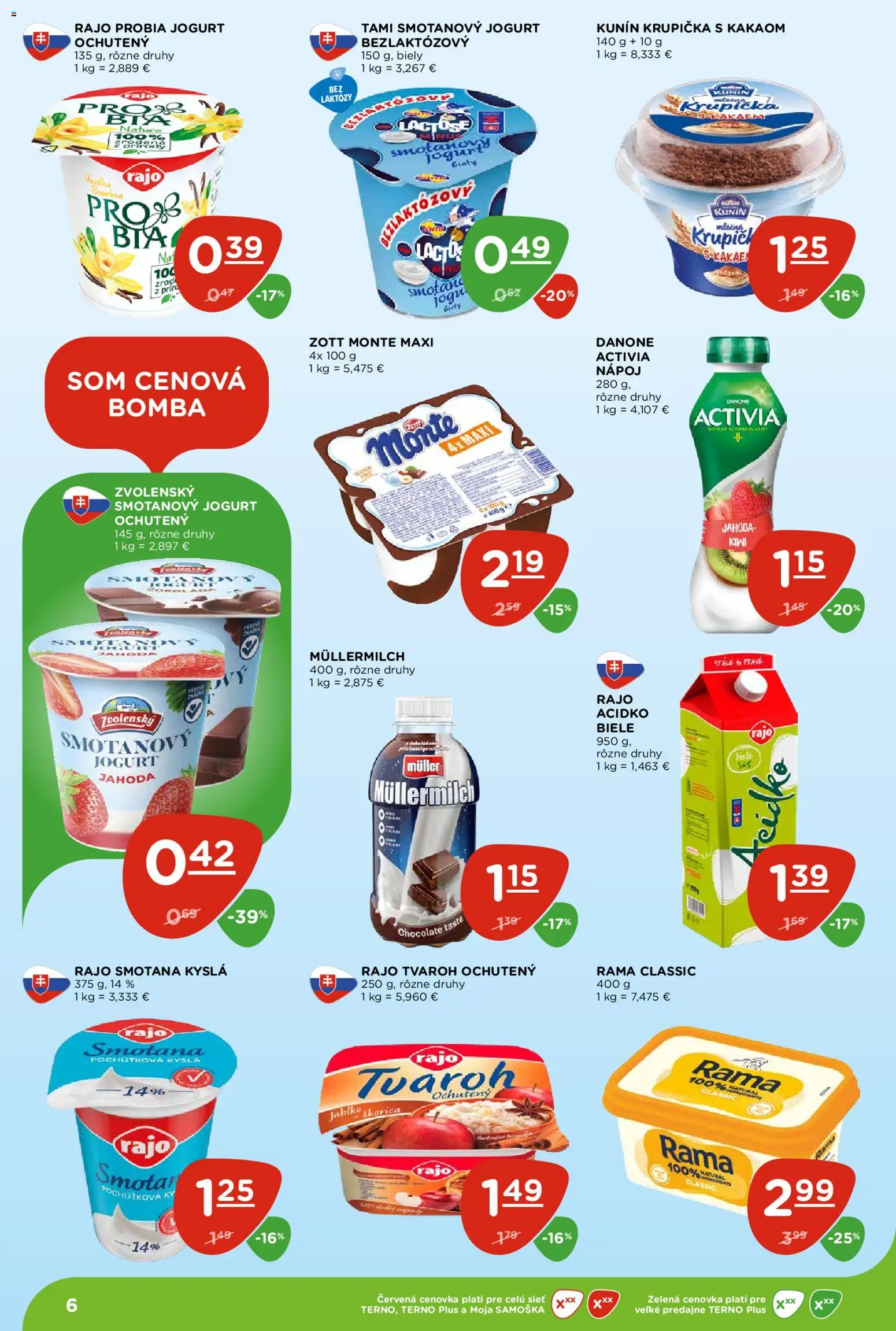 Nové Terno akcie – leták je platný od 30.07.2026 | Strana: 6 | Produkty: Jogurt, Kiwi, Tvaroh, Rama