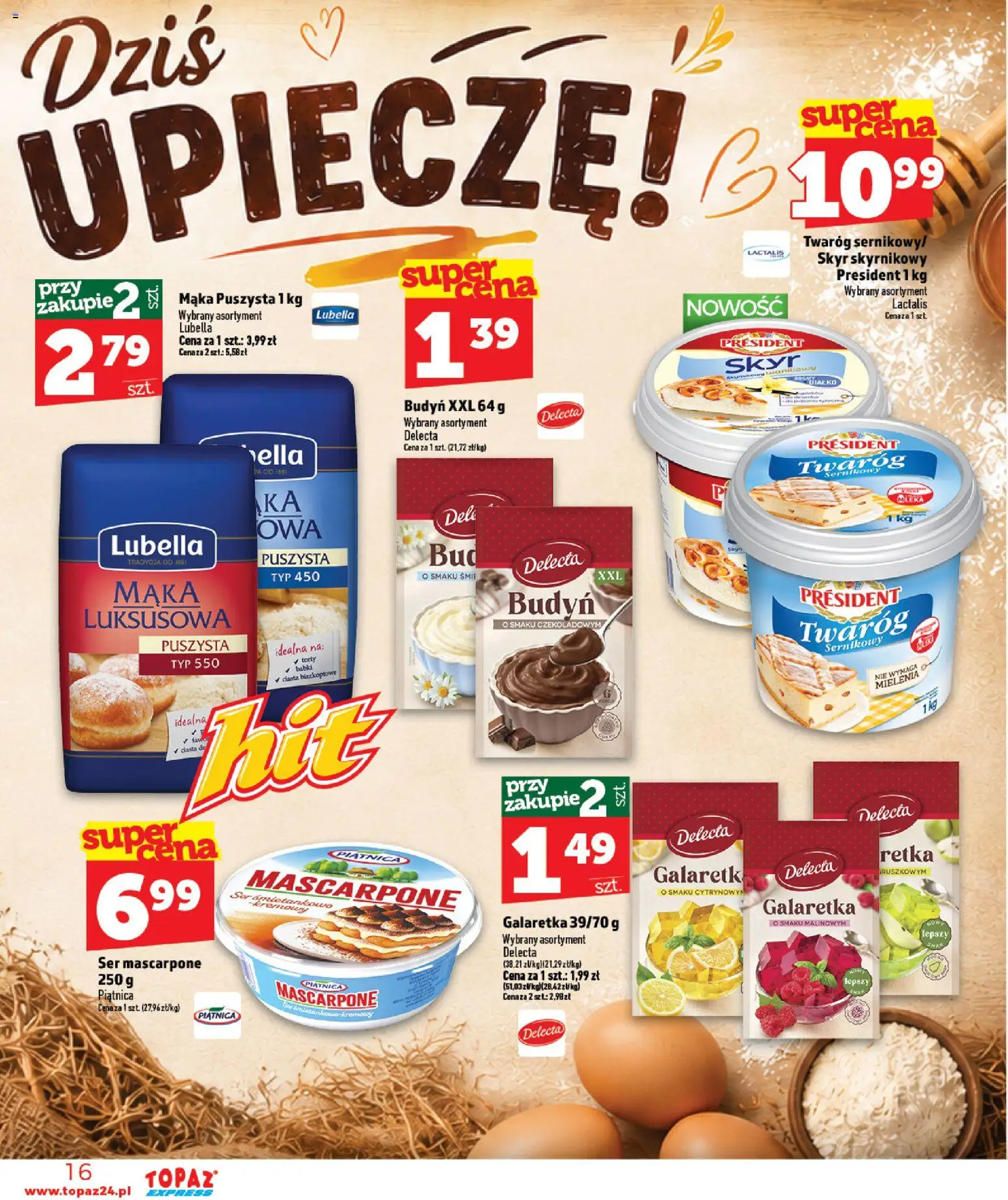 Topaz gazetka - Express od 29.10.2026 | Strona: 16 | Produkty: Budyń, Mascarpone, Ser mascarpone, Twaróg