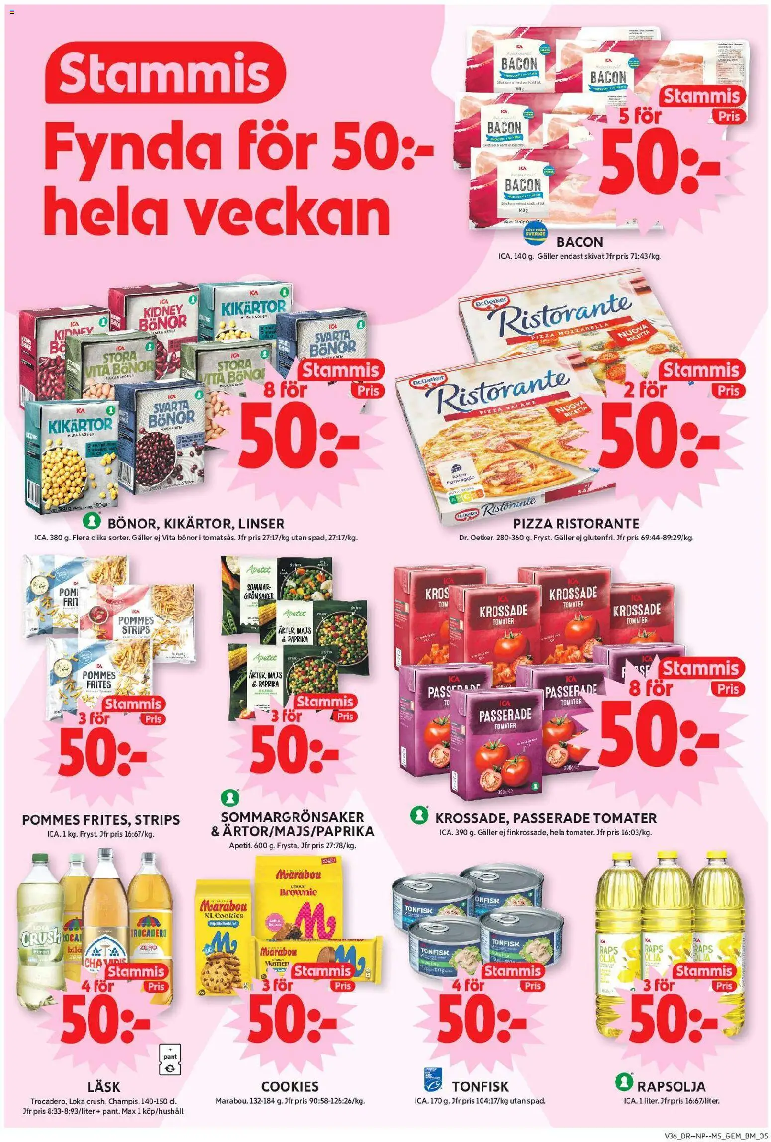 ICA Maxi reklamblad aktuell från 31/08/2026 | Sida: 5 | Produkter: Bacon, Krossade tomater, Kött, Grönsaker