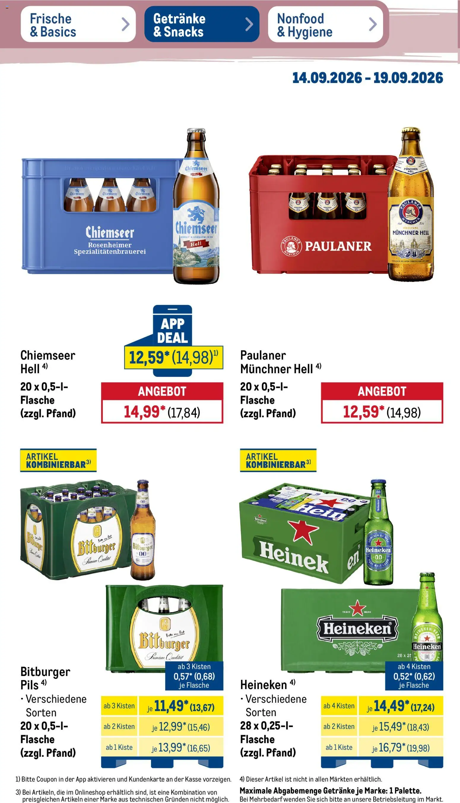 Metro Prospekt – gültig ab 14.09.2026 | Seite: 28 | Produkte: Bitburger, Pils, Heineken, Paulaner