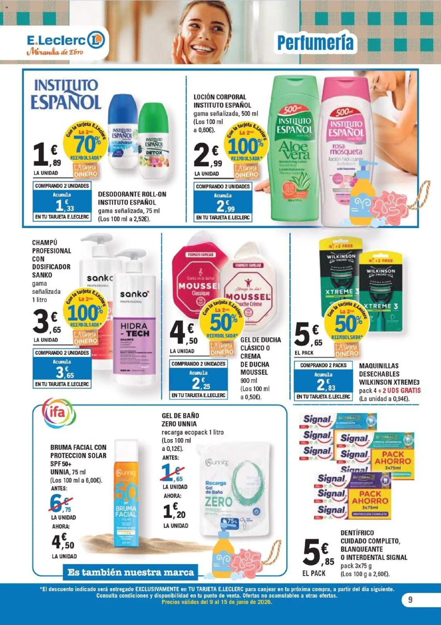 E.Leclerc Miranda de Ebro │ válido desde el 09.06.2026 | Página: 9 | Productos: Mousse, Gel de baño, Loción corporal, Baño