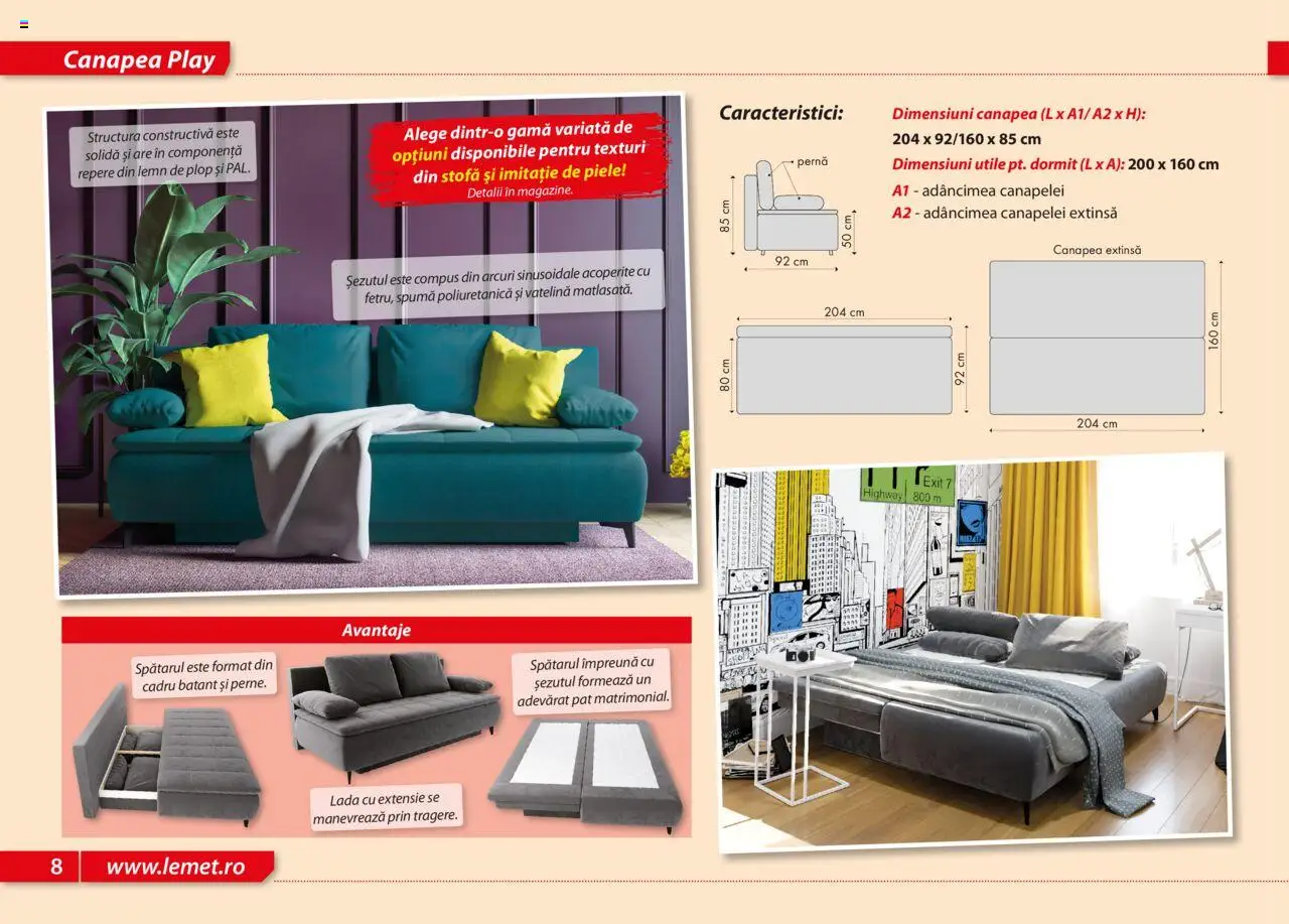 Noul catalog Lem’s – valabil de la 17.11.2023 | Pagină: 8 | Produse: Pat, Pernă, Canapea