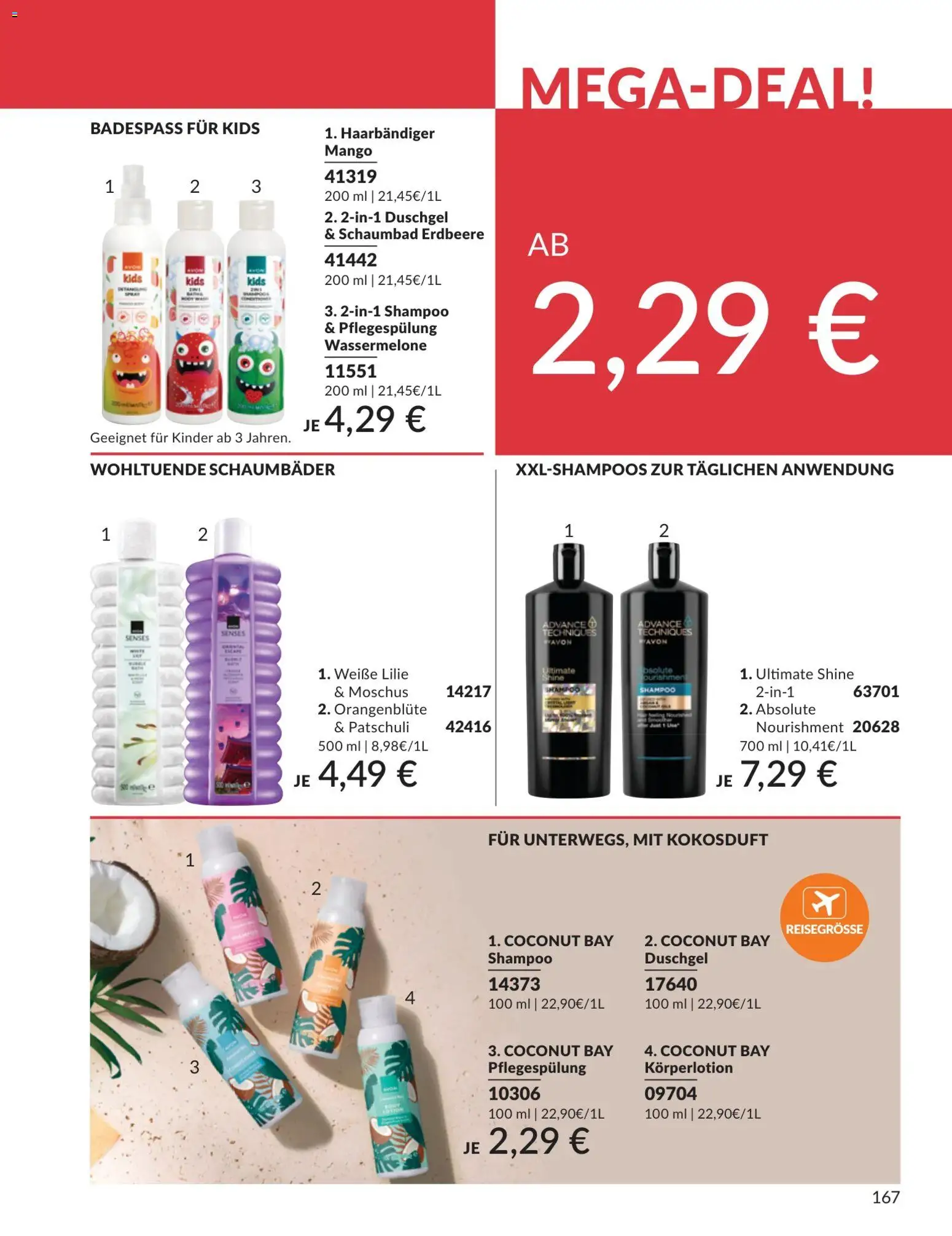 AVON Katalog Juli 2026 – gültig ab 01.07.2026 | Seite: 167 | Produkte: Shampoo, Körperlotion, Mango, Wassermelone