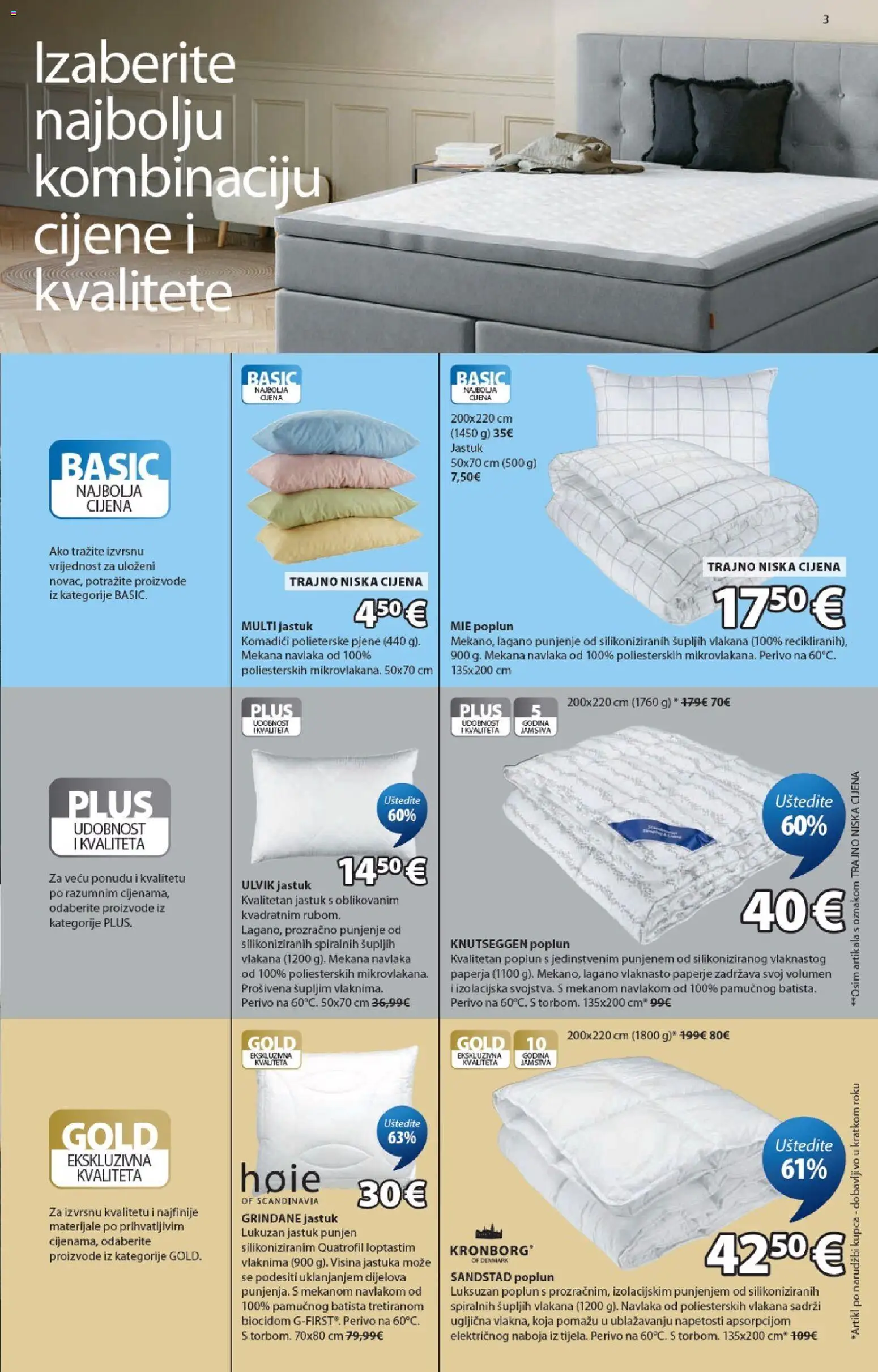 JYSK katalog | vrijedi od 30.09.2026 | Stranica: 3 | Proizvodi: Jastuk, Poplun