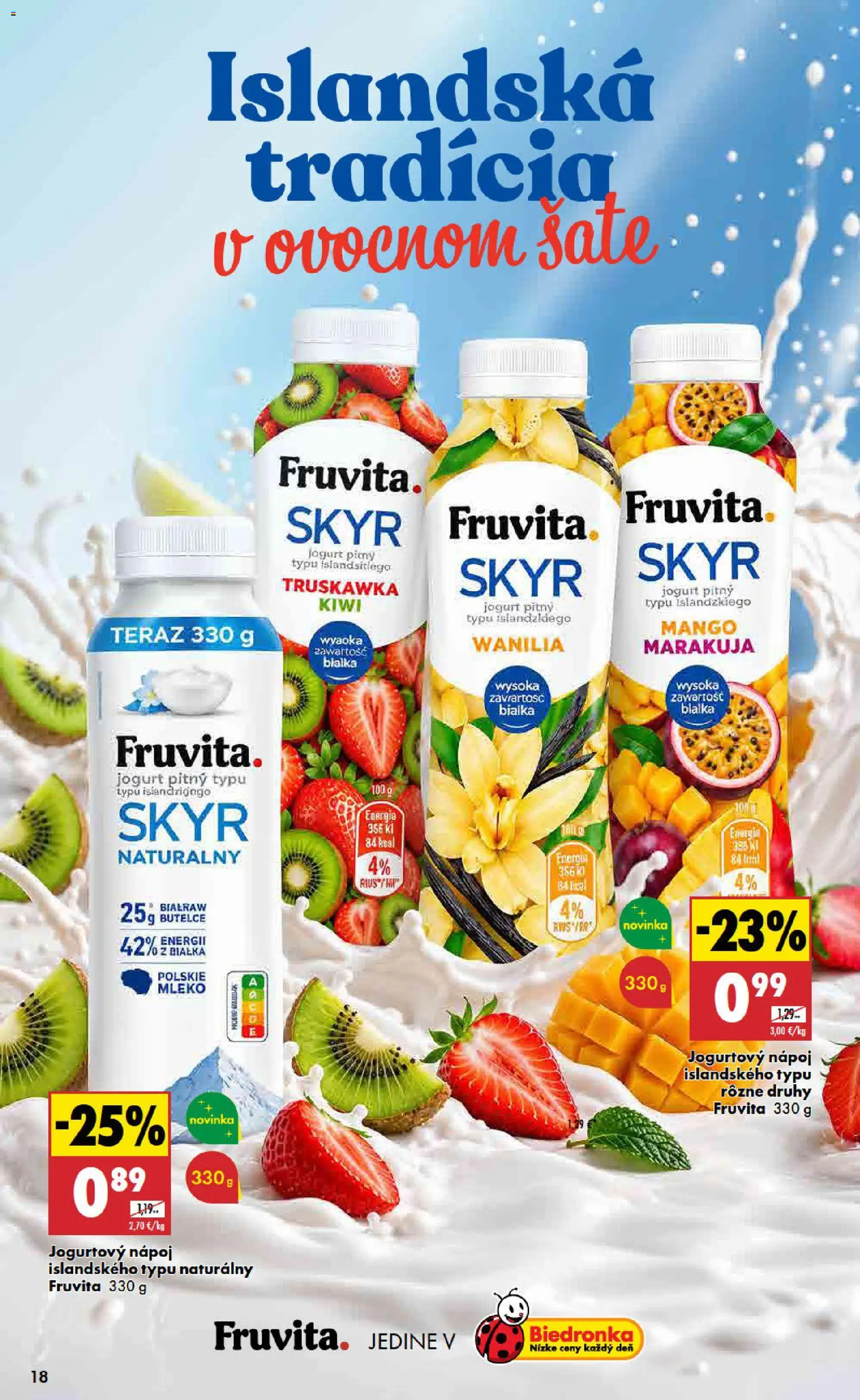 Nové Biedronka akcie – leták je platný od 01.10.2026 | Strana: 18 | Produkty: Jogurt, Skyr, Kiwi, Mango