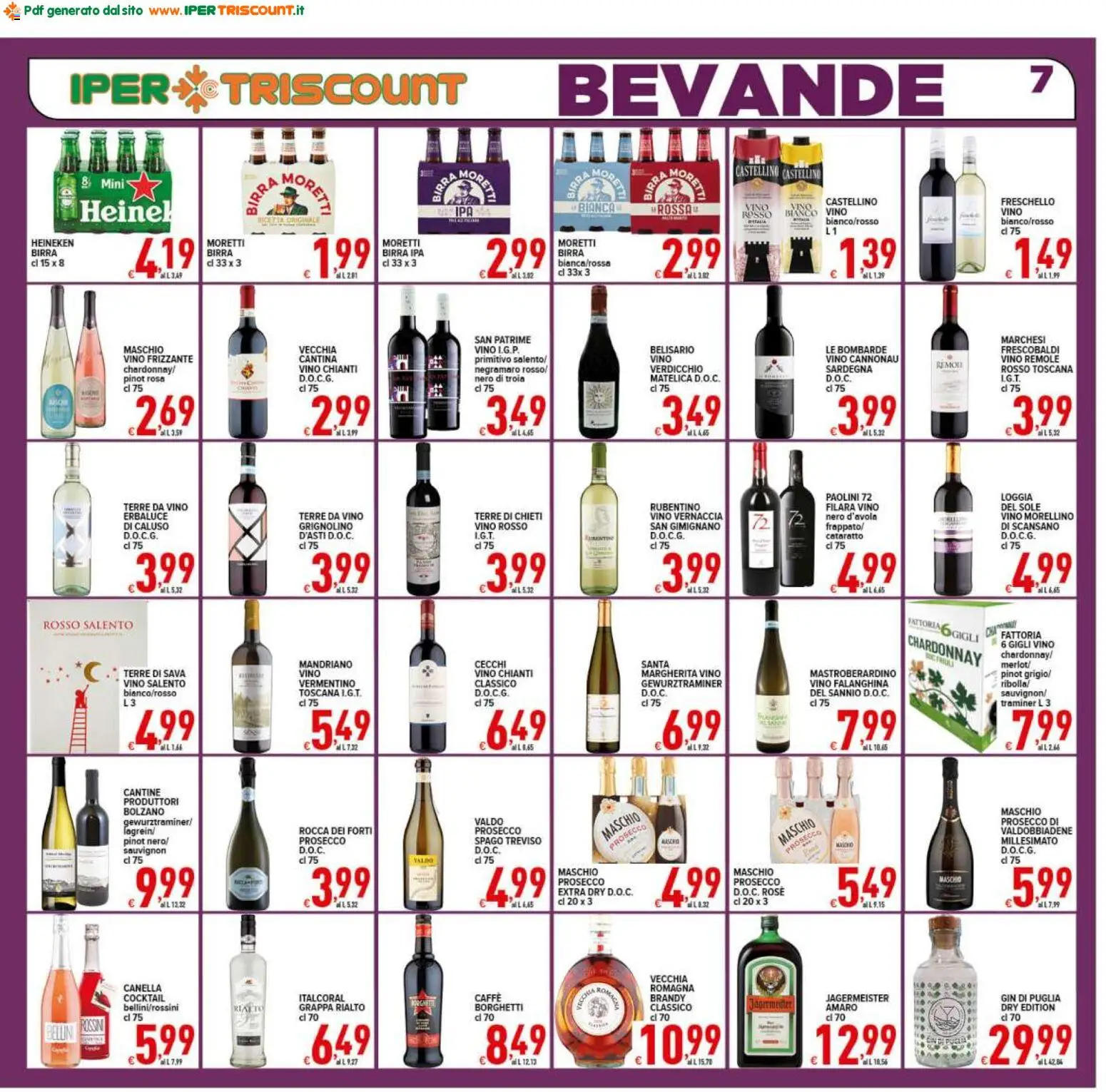 Volantino Ipertriscount del 08.05.2026 | Pagina: 7 | Prodotti: Caffè, Birra, Gin, Grappa