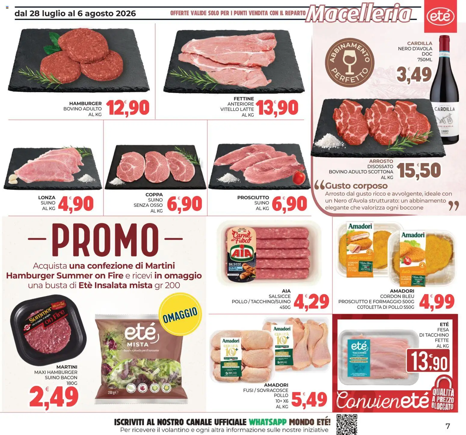 Volantino Eté del 28/07/2026 | Pagina: 7 | Prodotti: Pollo, Suino, Formaggio, Hamburger