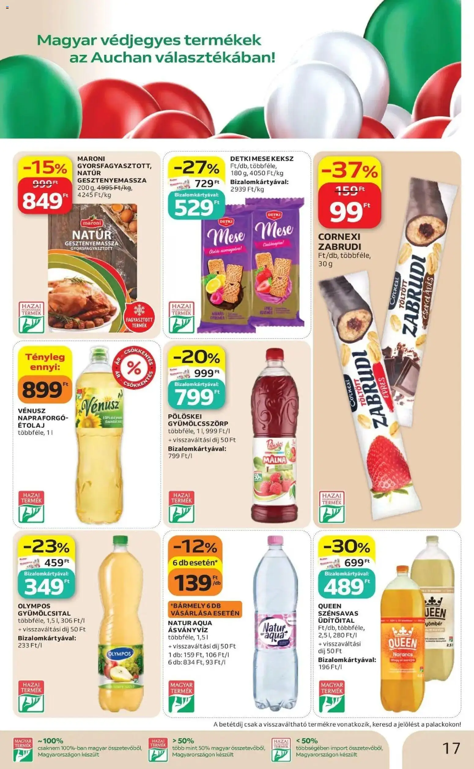 Auchan akciós ujság - amely érvényes a következő dátumtól: 07.05.2026 | Oldal: 17 | Termékek: Málna, Étolaj, Narancs, Keksz