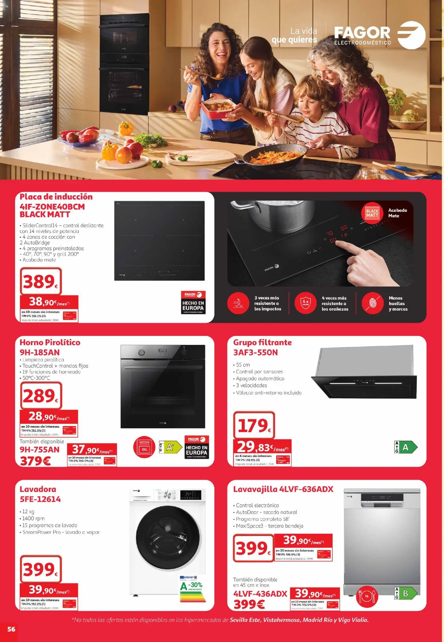 Alcampo folleto Telde │ válido desde el 22/10/2026 | Página: 56 | Productos: Placa de inducción, Lavadora, Horno, Bandeja
