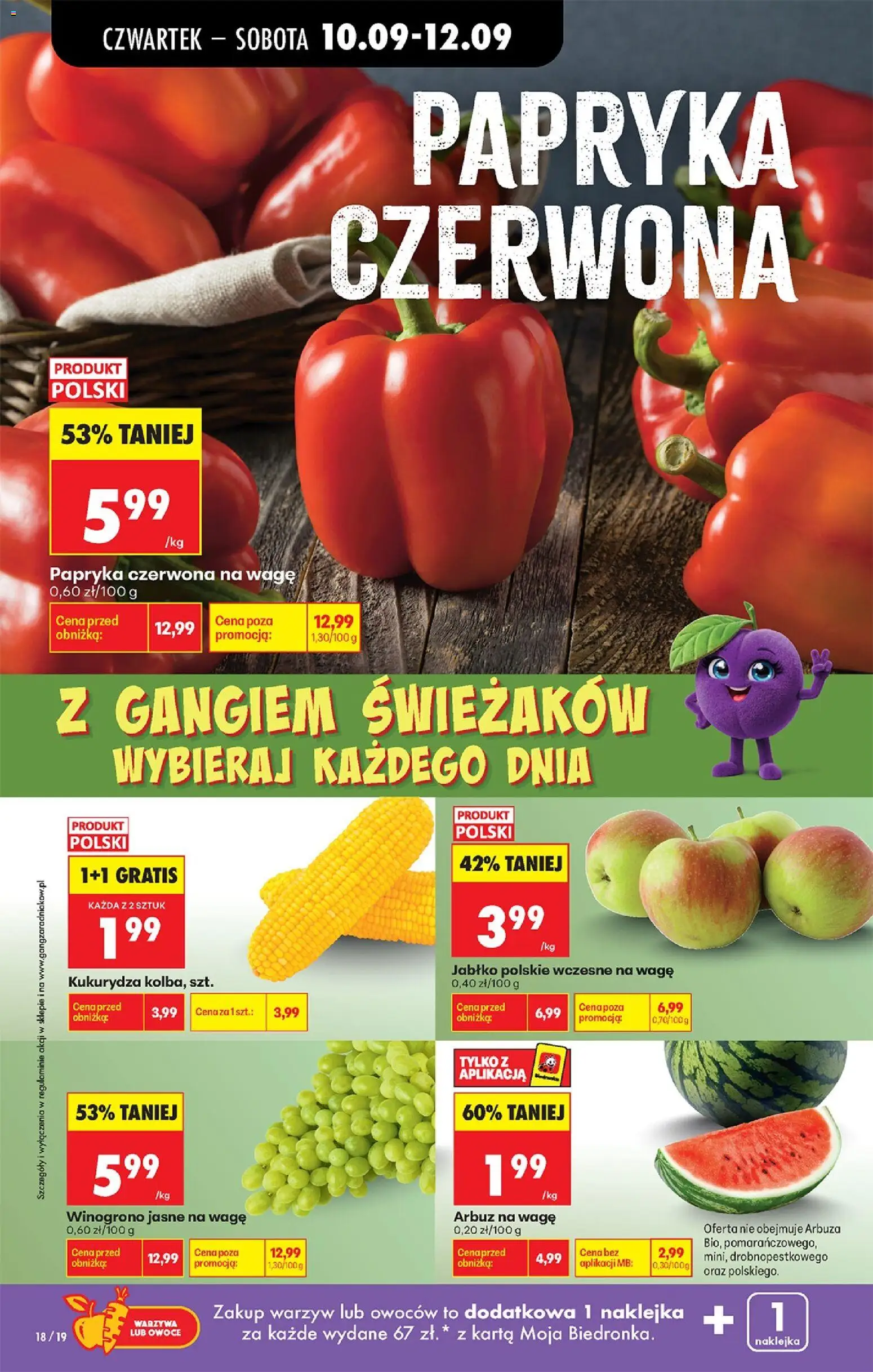 Biedronka gazetka od czwartku od 10.09.2026 | Strona: 34 | Produkty: Karta, Winogrono, Kukurydza, Warzywa