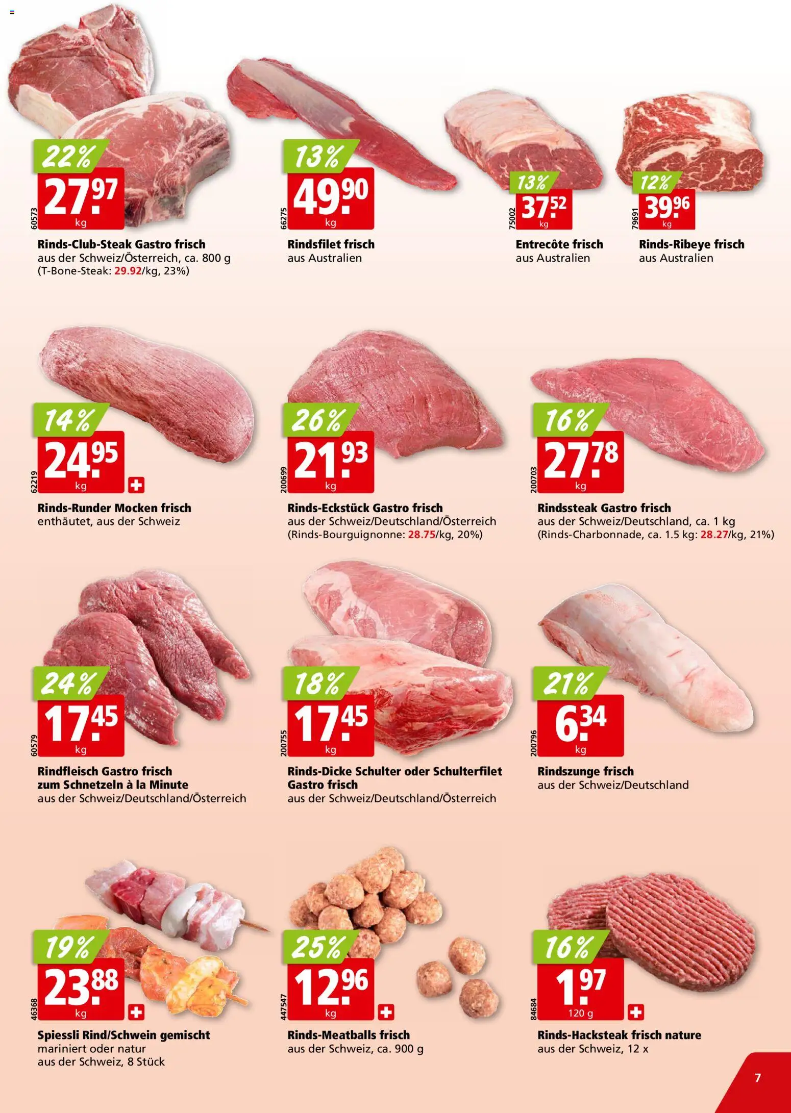 Aligro aktionen Chavannes, Matran, Genf, Sitten – gültig ab 03.08.2026 | Seite: 7 | Produkte: Rindfleisch
