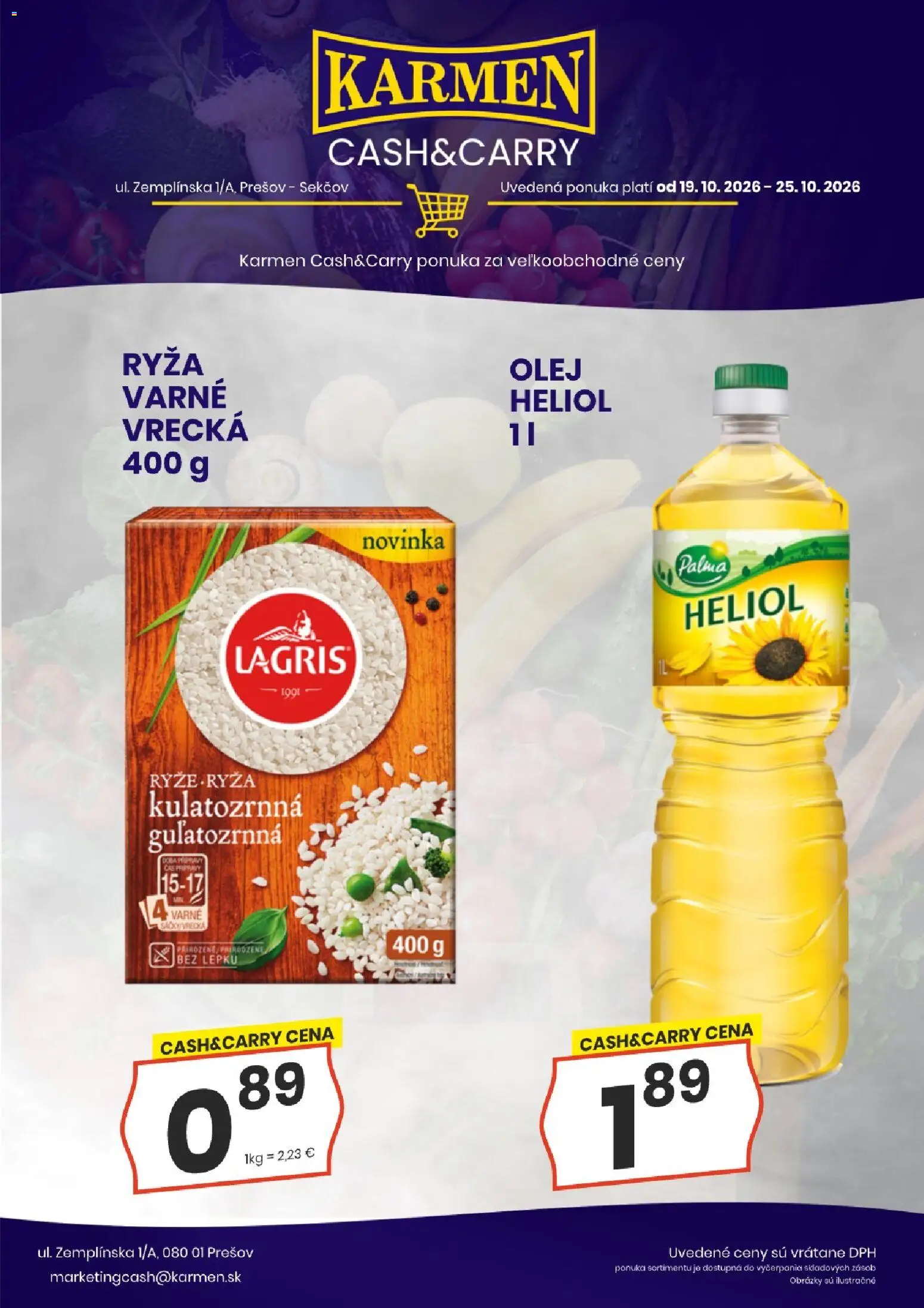 Nové KARMEN CBA akcie – leták je platný od 19.10.2026 | Strana: 5 | Produkty: Olej, Ryža
