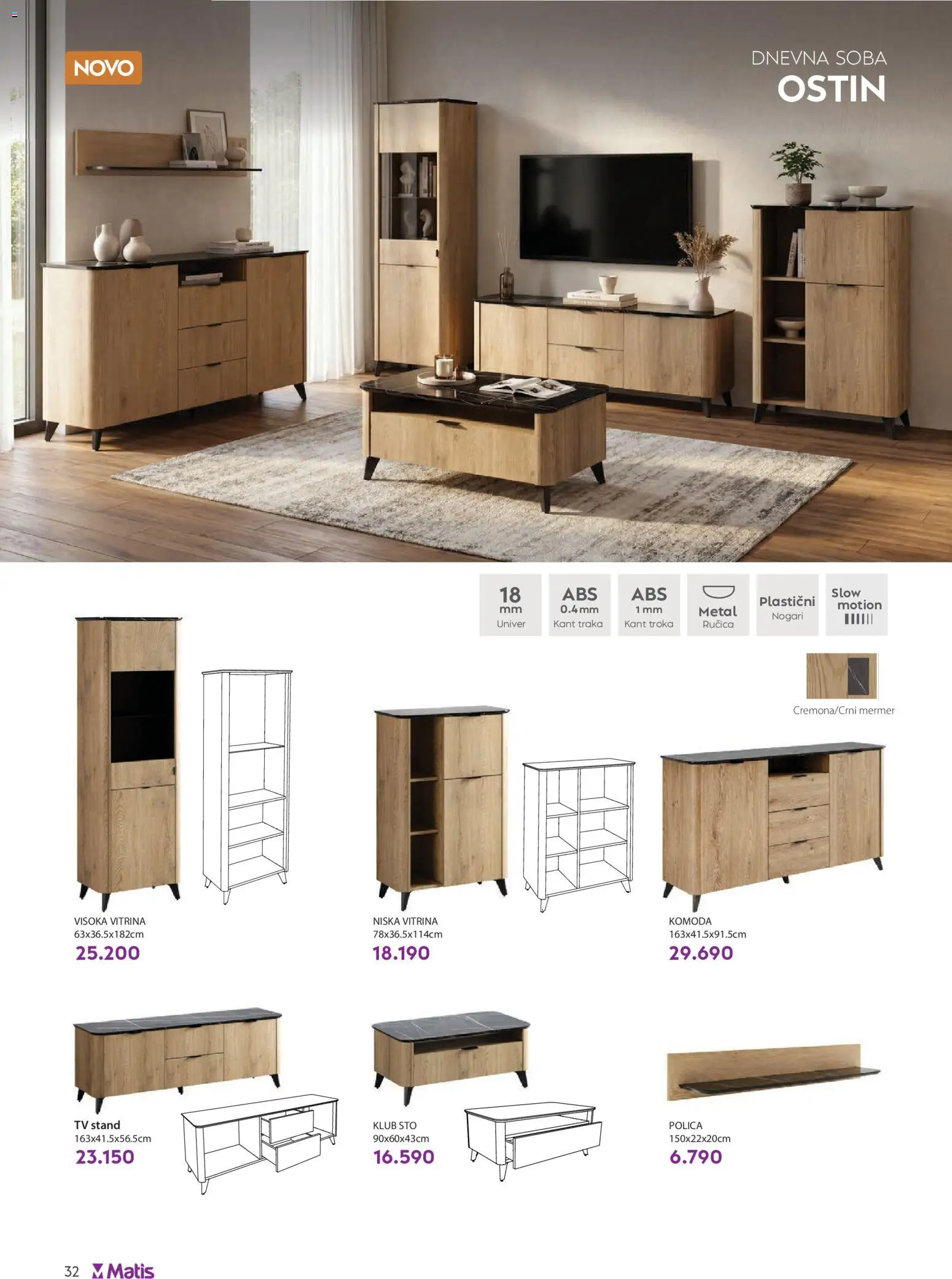 Matis katalog - važi od 01.08.2026 | Strana: 32 | Proizvode: Komoda, Polica, Sto