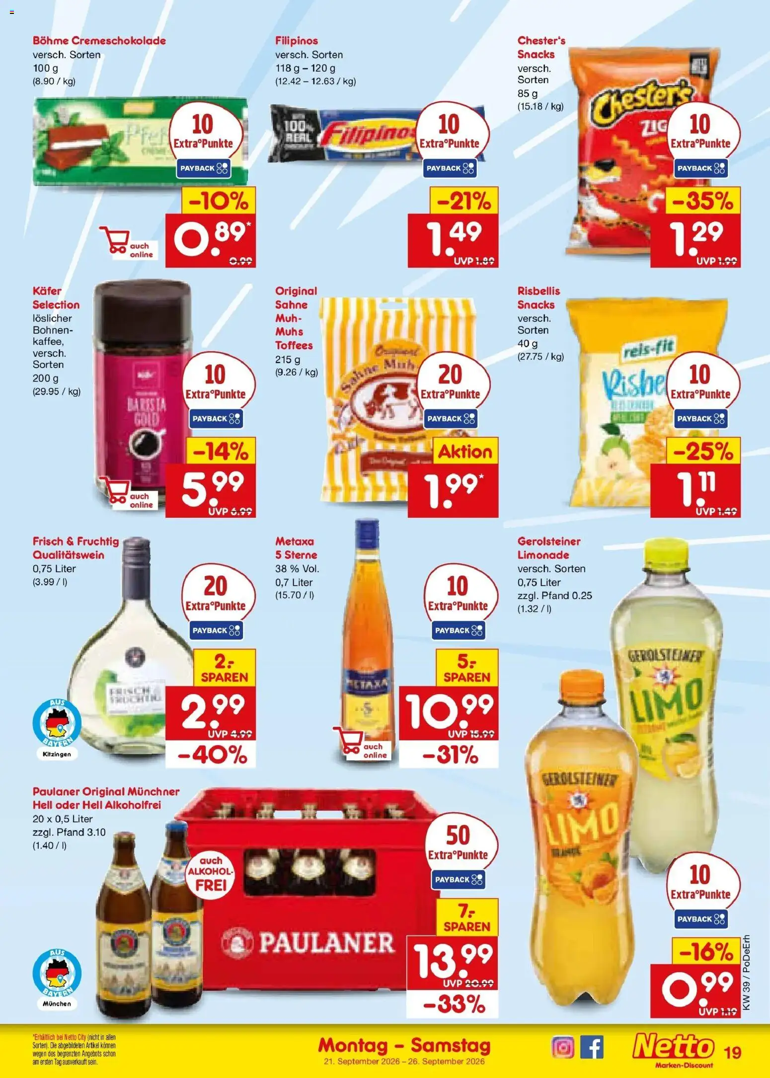 Netto Marken-Discount Prospekt Buttenwiesen – gültig ab 21.09.2026 | Seite: 27 | Produkte: Limonade, Sahne, Paulaner, Gerolsteiner