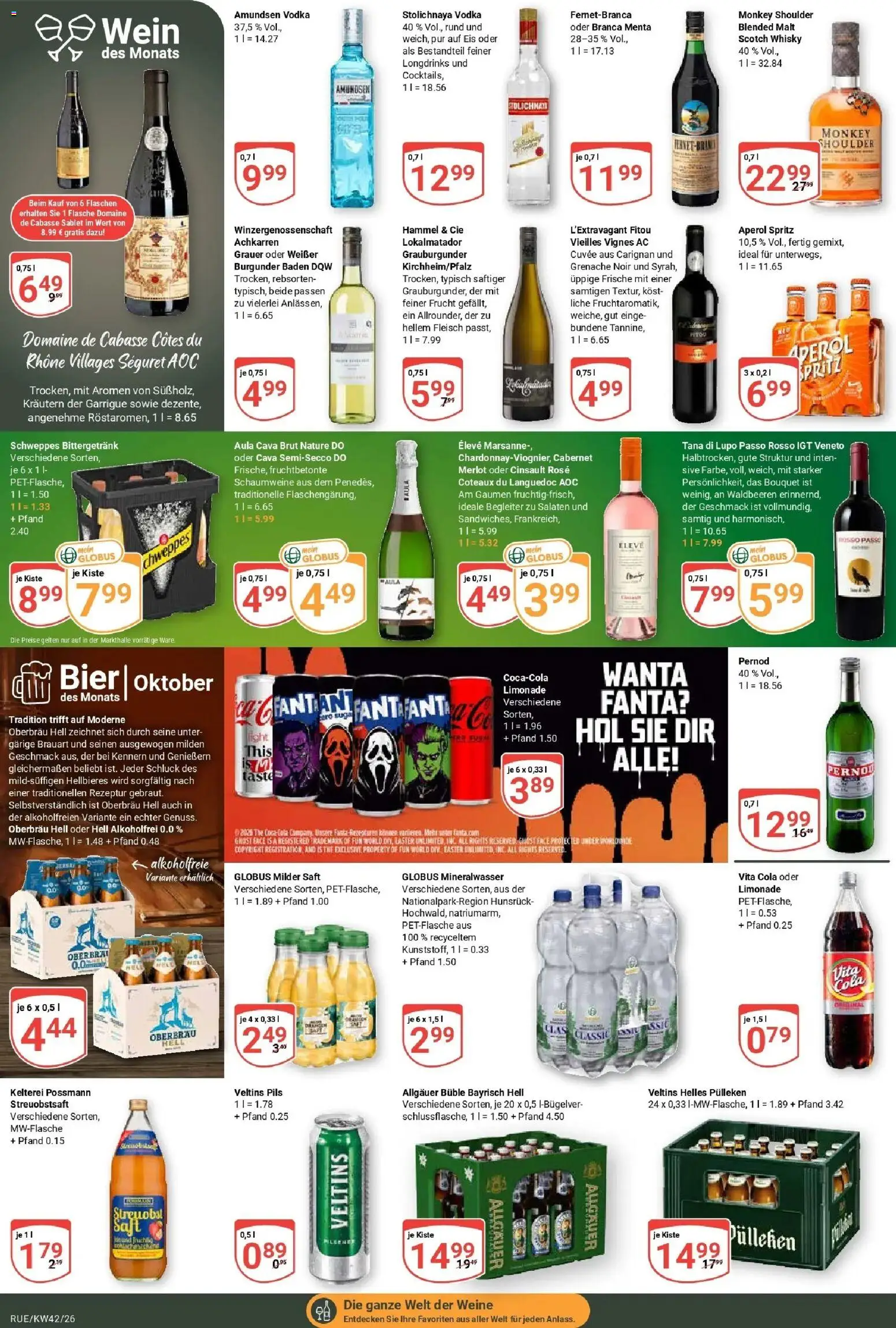 Globus Prospekt Rüsselsheim (ab 12.10.2026) » Angebote online | Seite: 16 | Produkte: Merlot, Limonade, Saft, Eis