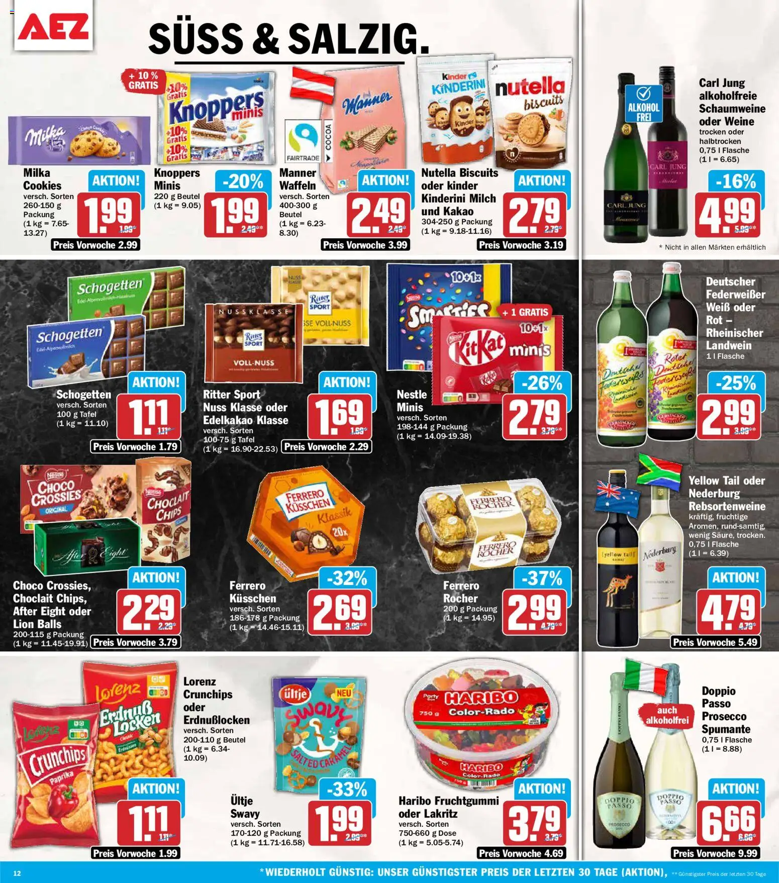 AEZ Prospekt – gültig ab 07.09.2026 | Seite: 12 | Produkte: Haribo, Nutella, Lorenz crunchips, Schogetten