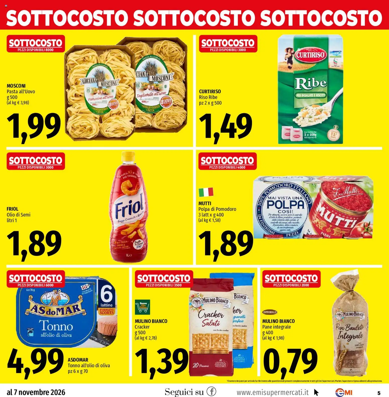 Volantino EMI del 29/10/2026 | Pagina: 5 | Prodotti: Olio di semi, Tagliatelle, Mutti, Fettuccine