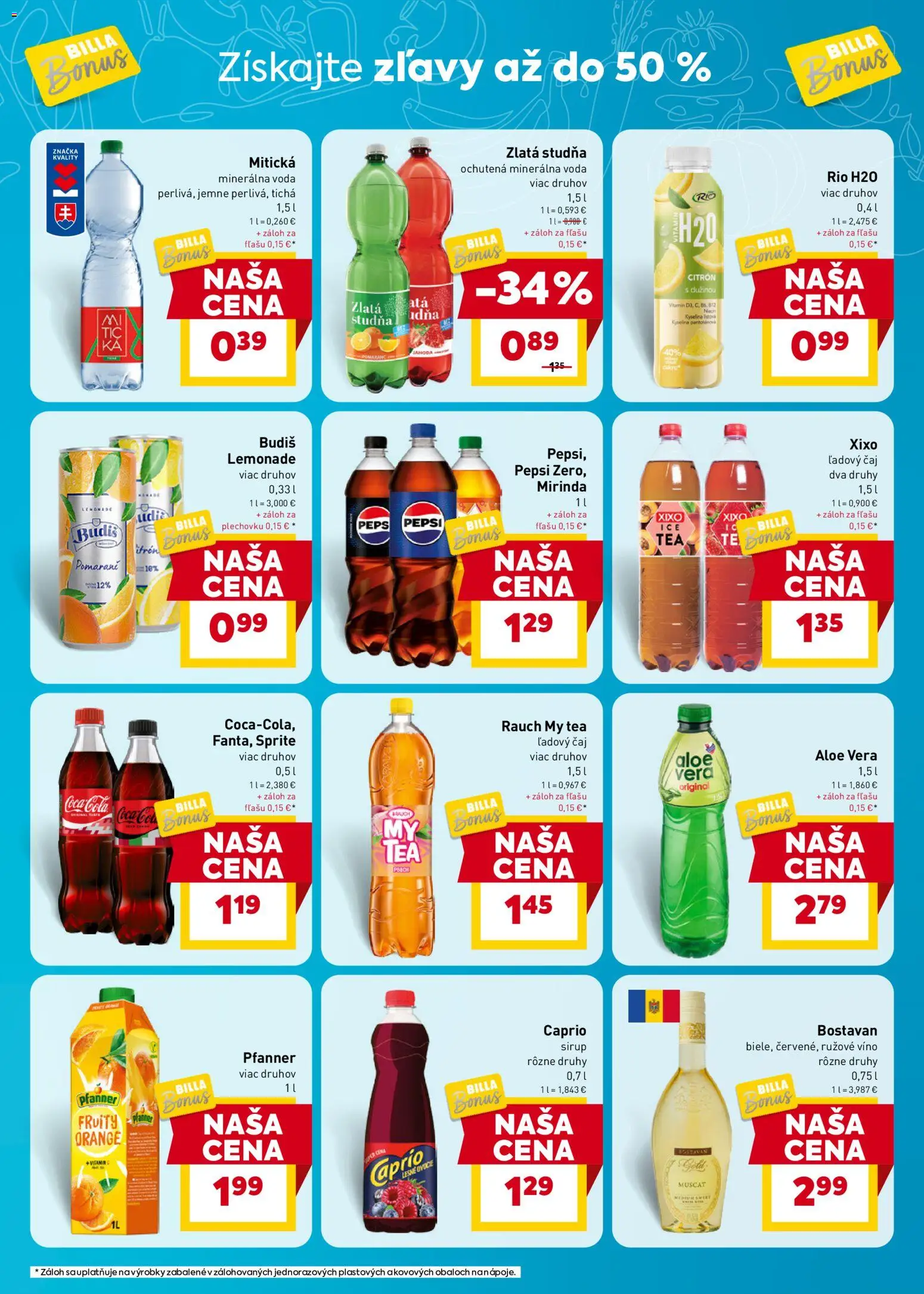 Nové Billa akcie – leták je platný od 20.05.2026 | Strana: 5 | Produkty: Čaj, Voda, Coca cola, Cola