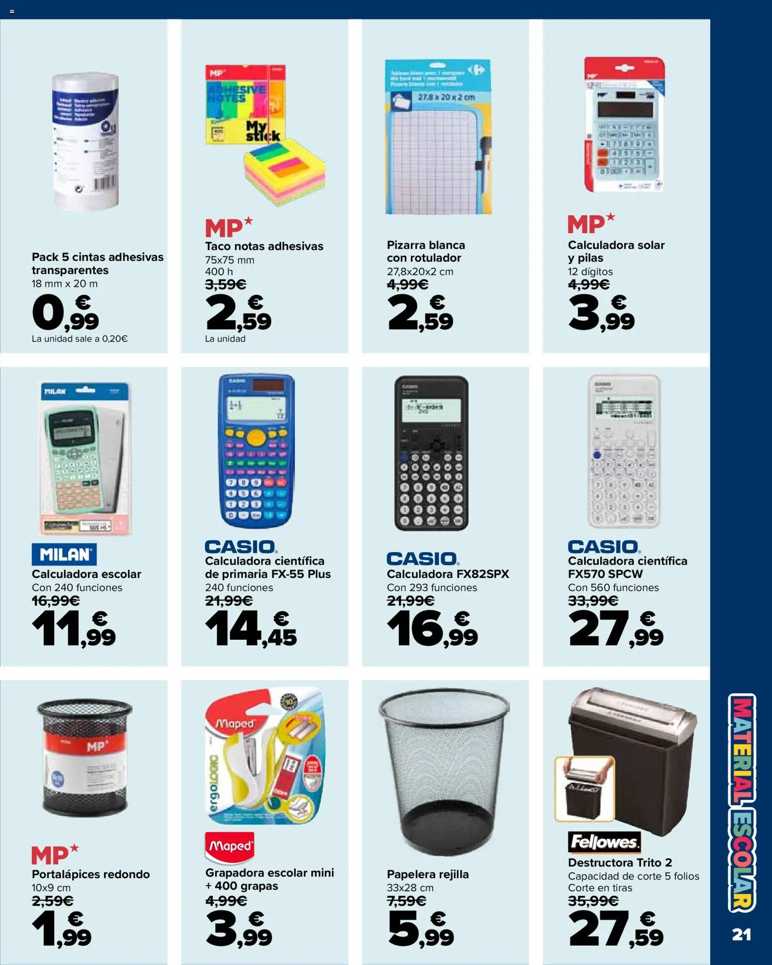Carrefour Vuelta al cole │ válido desde el 18/08/2026 | Página: 21 | Productos: Grapadora, Calculadora