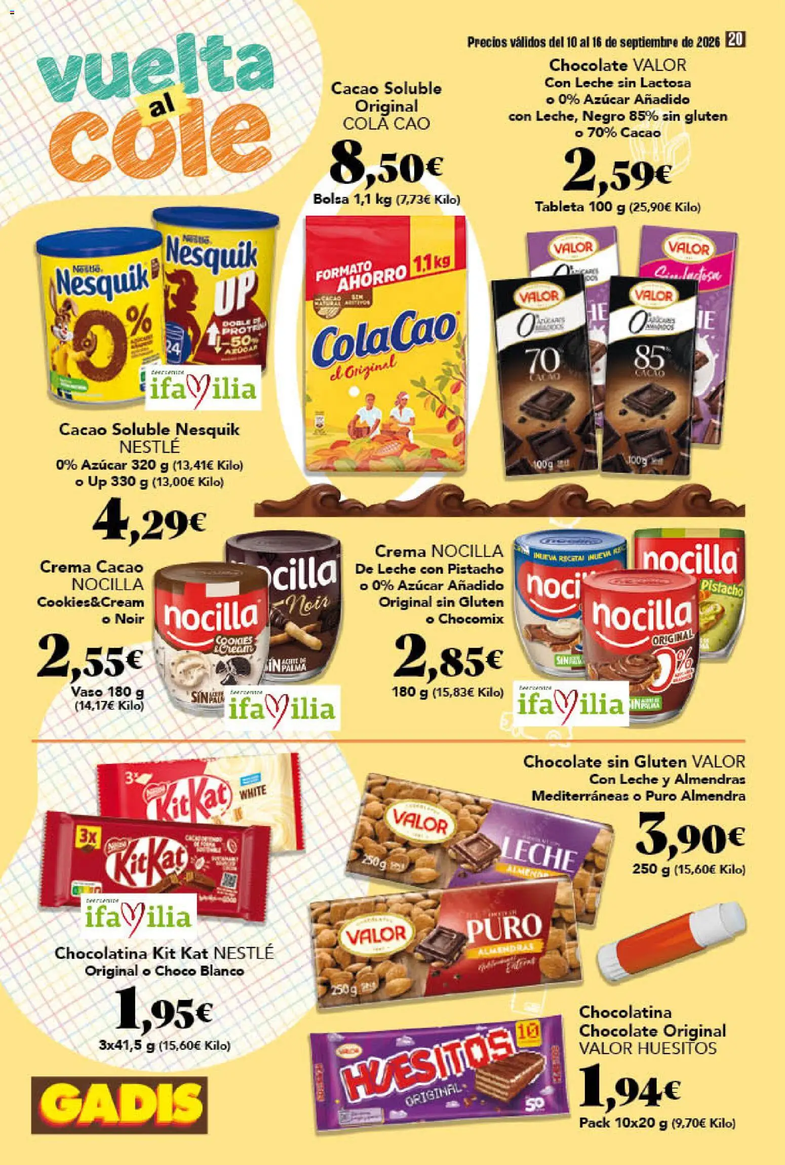 Gadis folleto │ válido desde el 10/09/2026 | Página: 20 | Productos: Leche sin lactosa, Tableta, Almendras, Cacao