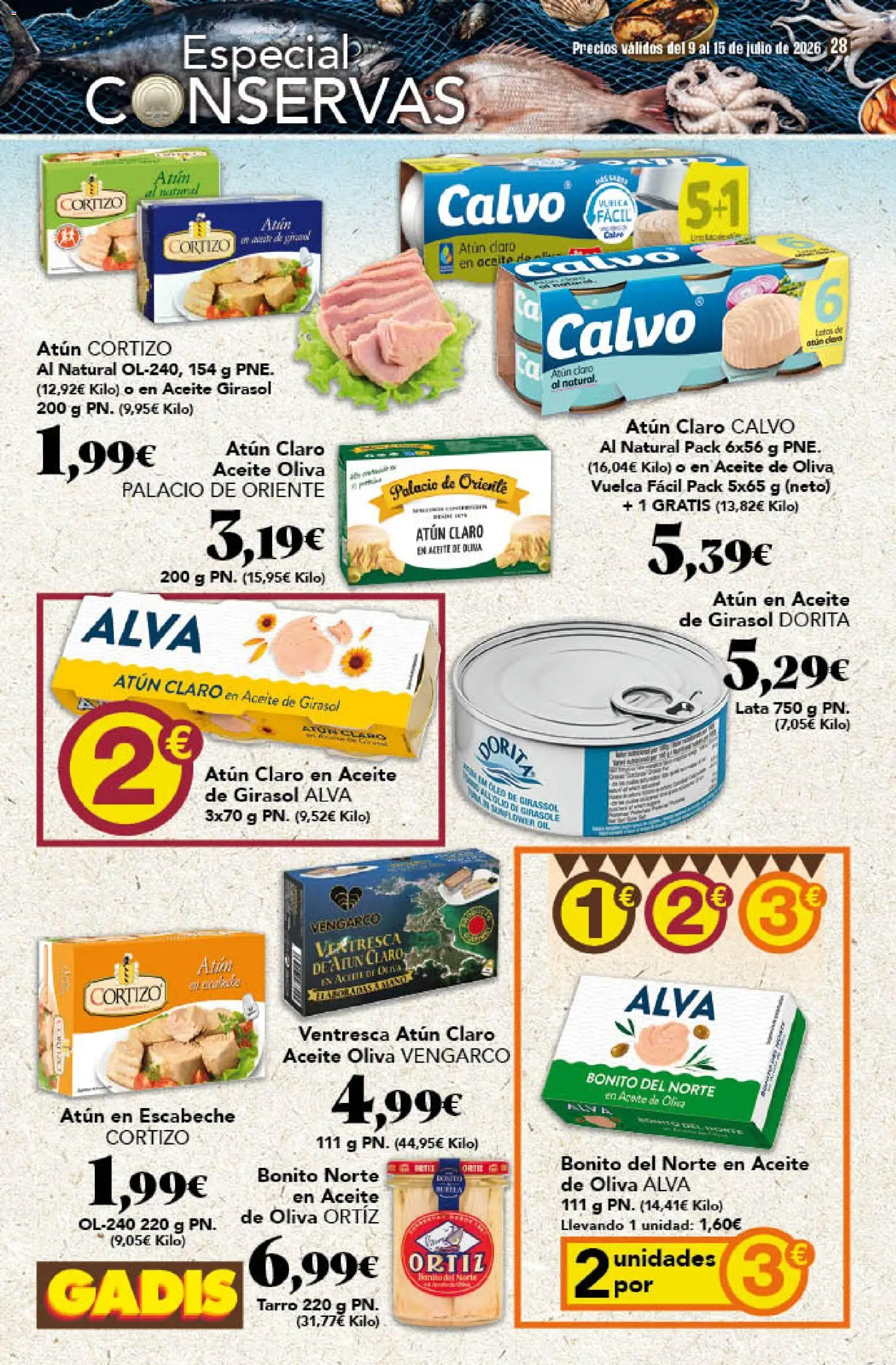 Gadis folleto │ válido desde el 09/07/2026 | Página: 28 | Productos: Aceite, Aceite de oliva, Aceite de girasol, Atún claro