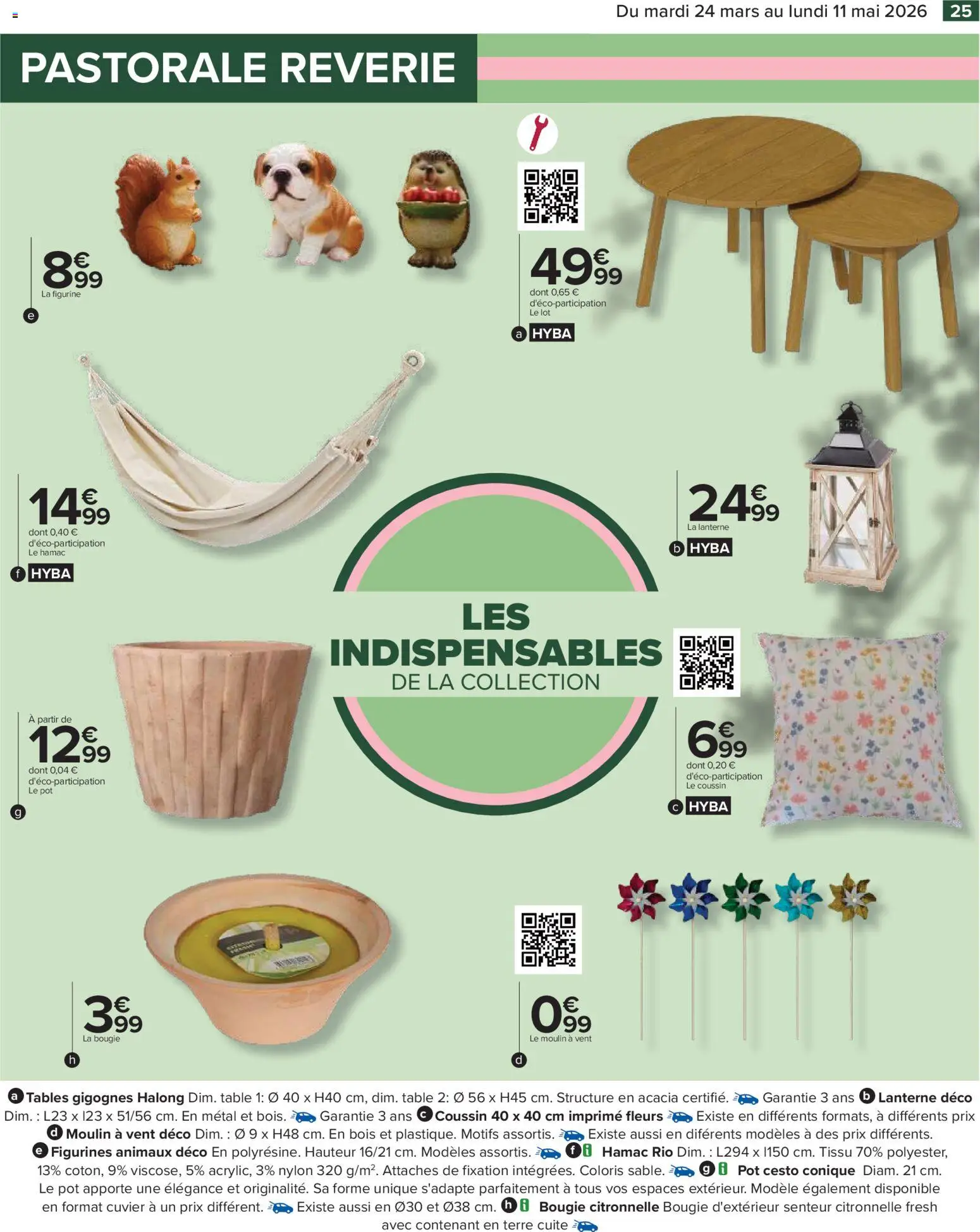 {H1} | Page: 25 | Produits: Hamac, Table, Citronnelle, Figurines