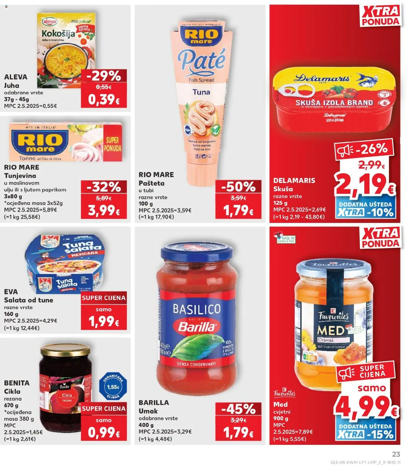Kaufland katalog | vrijedi od 07.10.2026 | Stranica: 23 | Proizvodi: Med, Pašteta, Umak, Barilla