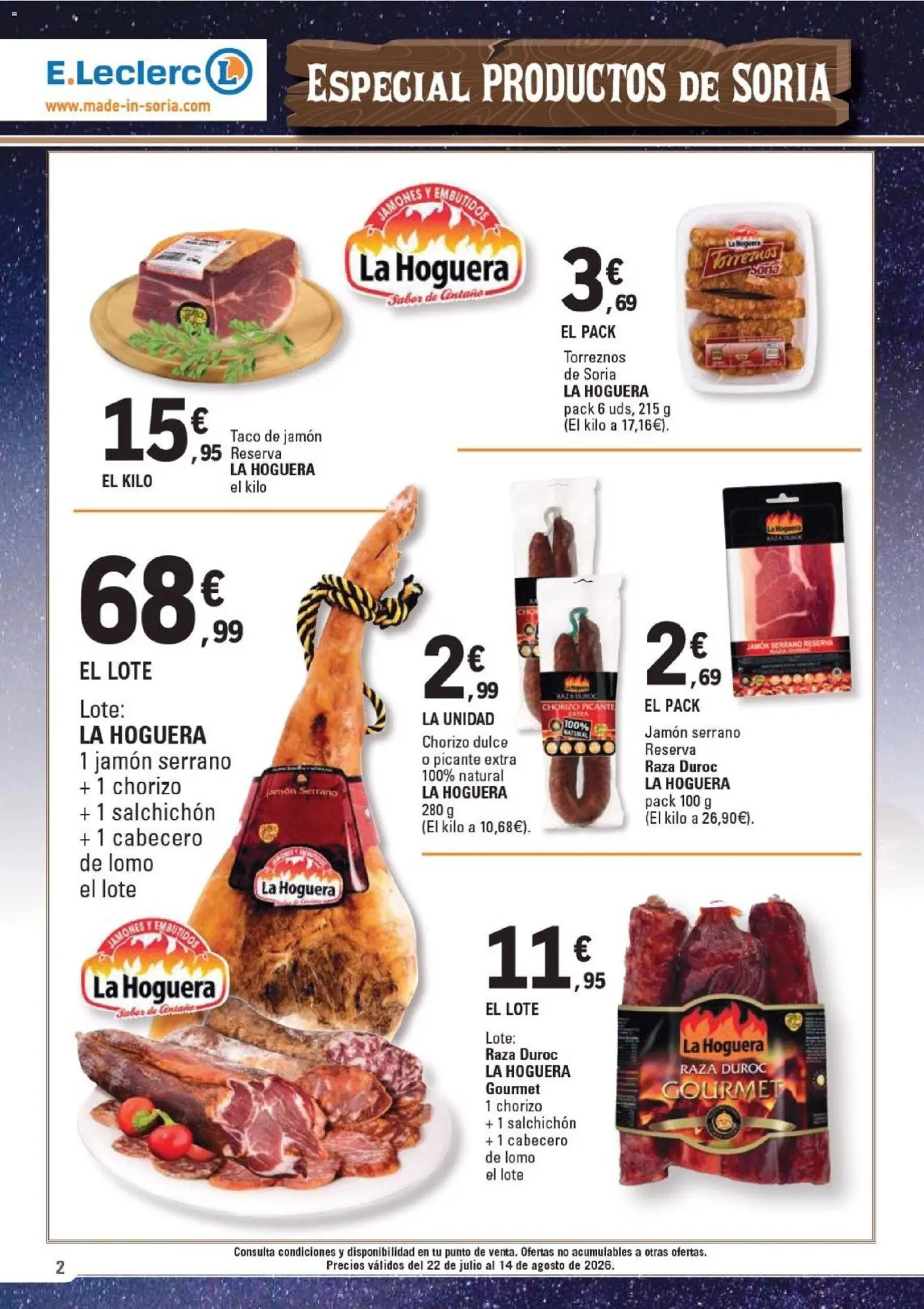 E.Leclerc Soria │ válido desde el 22/07/2026 | Página: 2 | Productos: Jamón serrano, Jamón, Νυχτικό