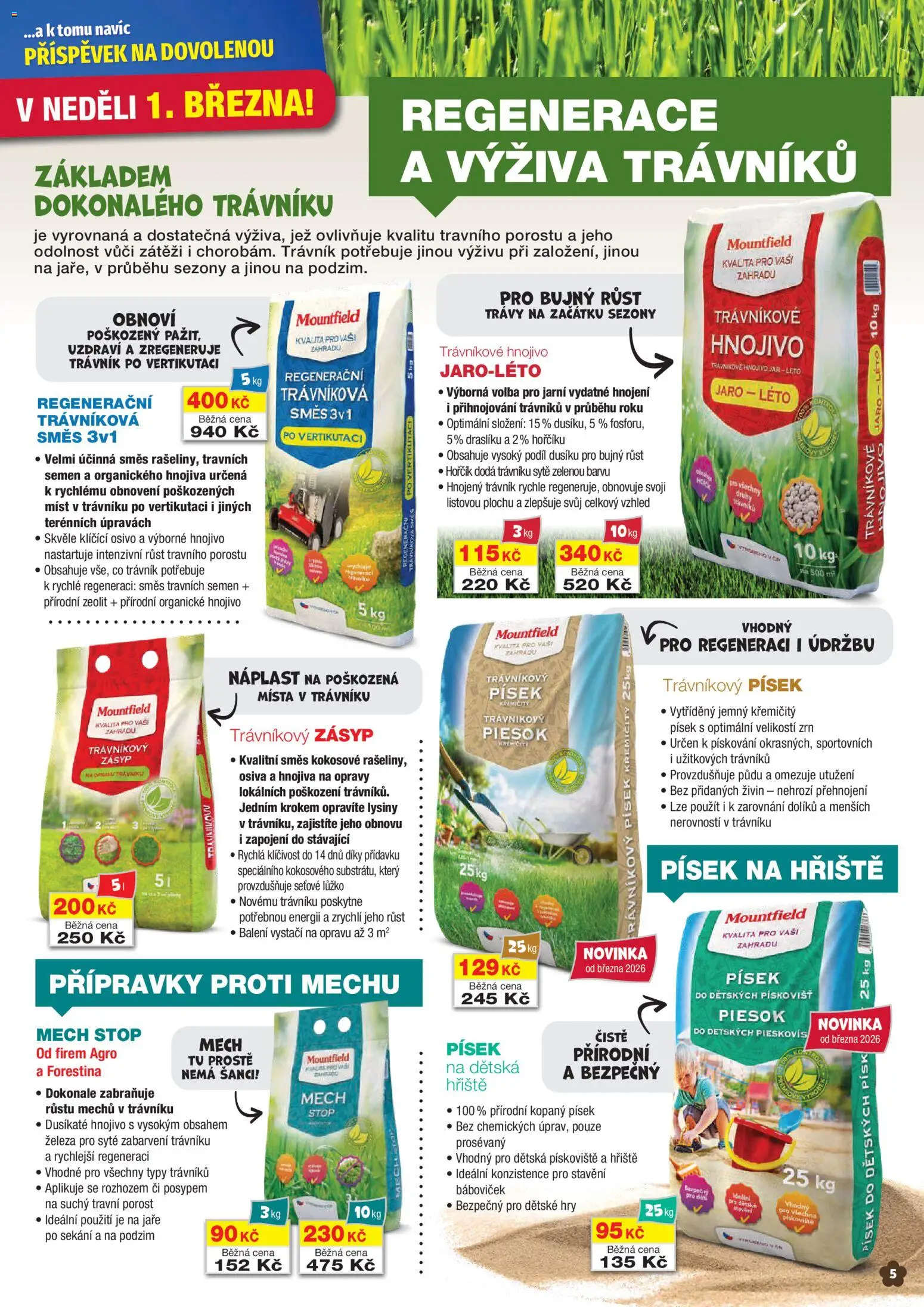 Mountfield leták od 01.03.2026 | Strana: 5 | Produkty: Hořčík, Náplast, Trávníkové hnojivo, Jar