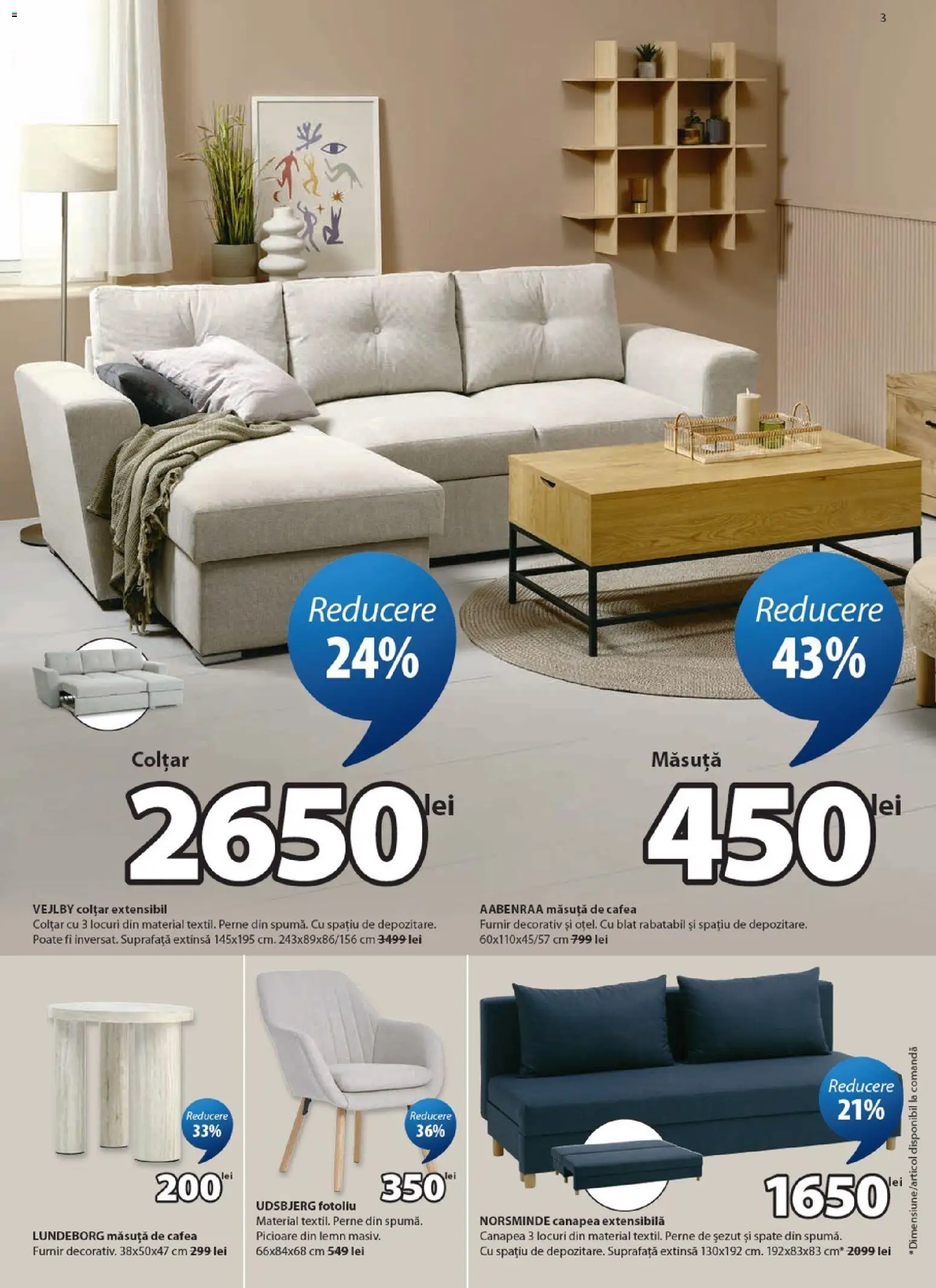 Noul catalog JYSK – valabil de la 04.08.2026 | Pagină: 3 | Produse: Fotoliu, Canapea, Colțar, Cafea