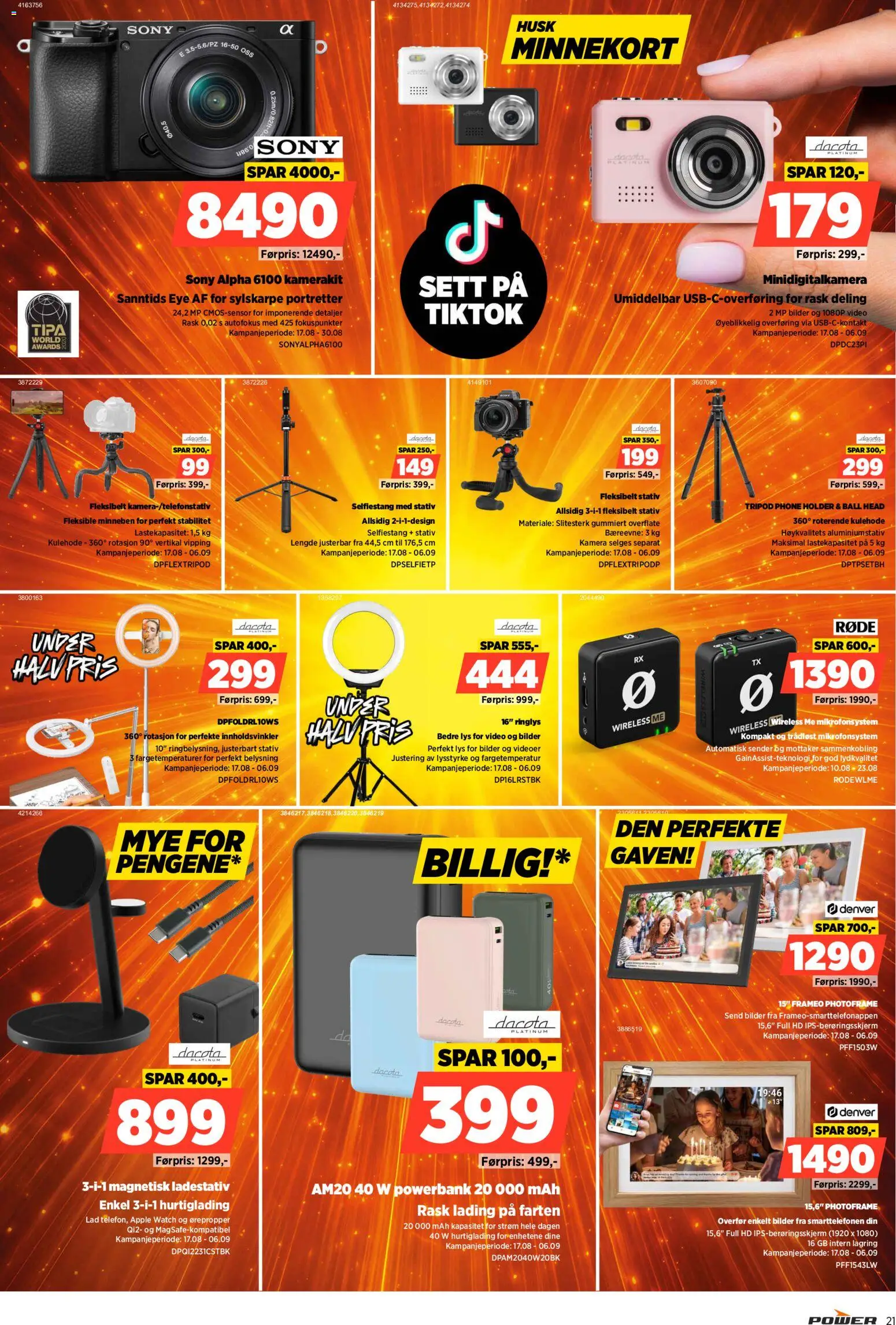 {H1} | Side: 21 | Produkter: Husk, Powerbank, Belysning, Video
