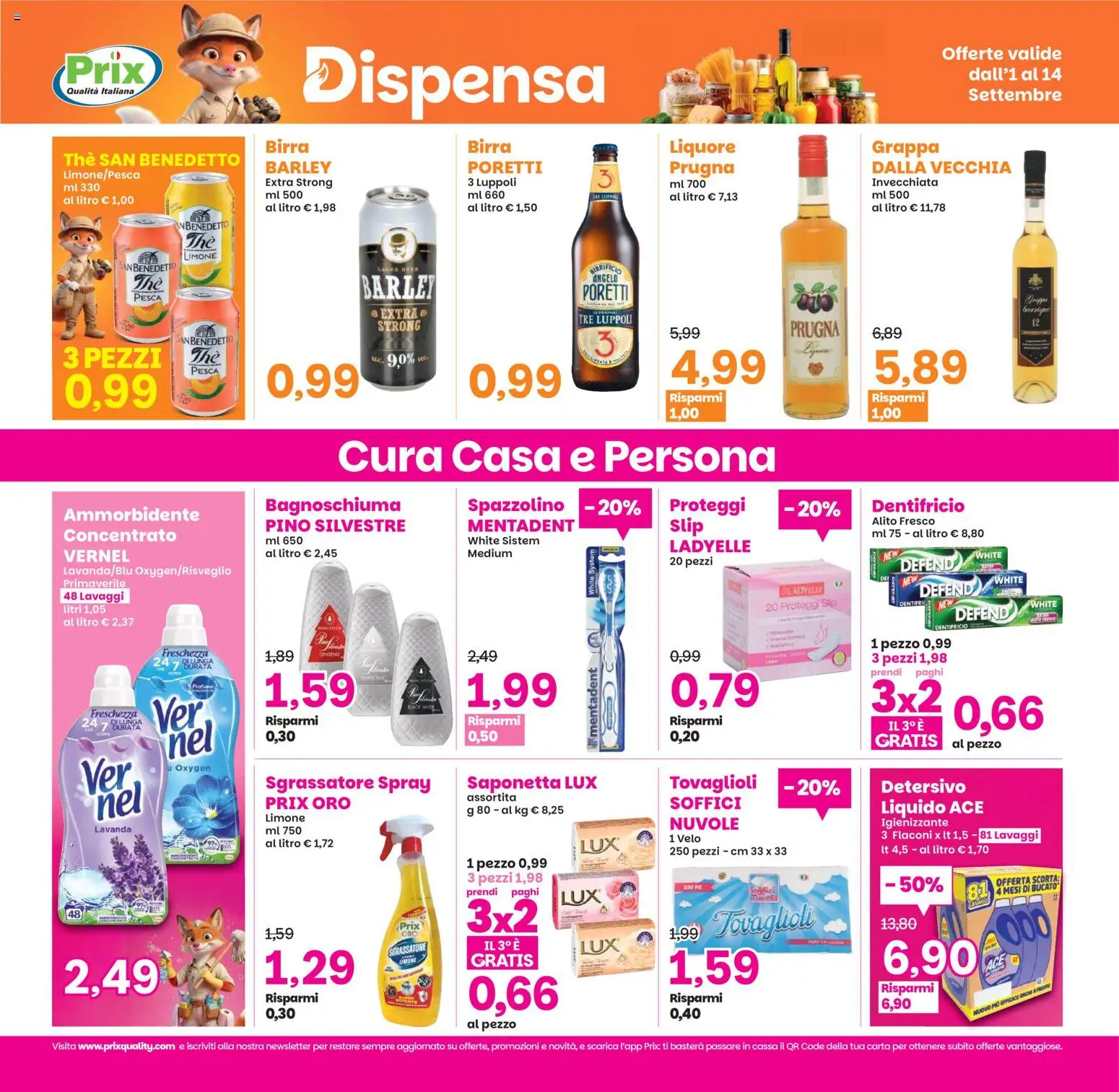Volantino Prix del 01/09/2026 | Pagina: 19 | Prodotti: Bagnoschiuma, Sgrassatore, Pesca, Lavanda