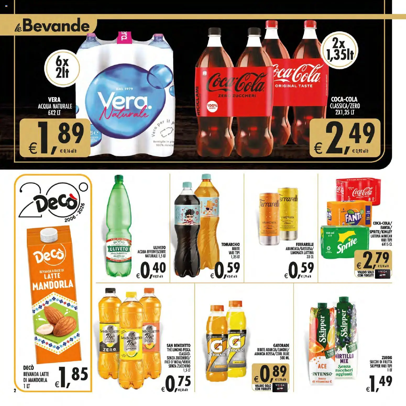 Volantino Decò del 30/06/2026 | Pagina: 2 | Prodotti: Acqua, Frutta, Pesca, Fanta