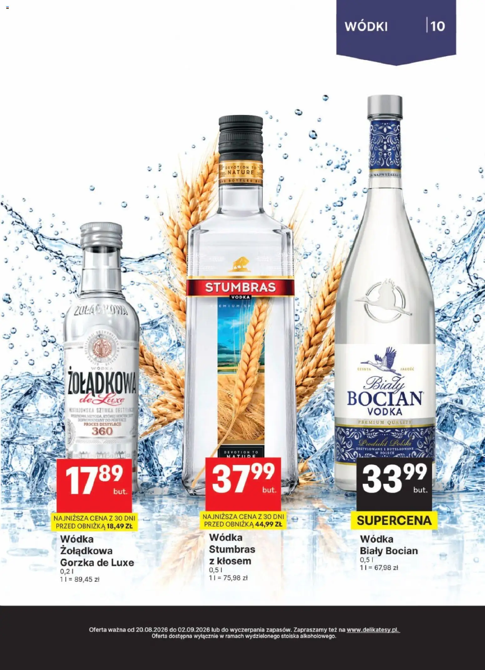 Delikatesy Centrum gazetka - DeliBarek od 20.08.2026 | Strona: 10 | Produkty: Vodka, Wódka, Biały Bocian