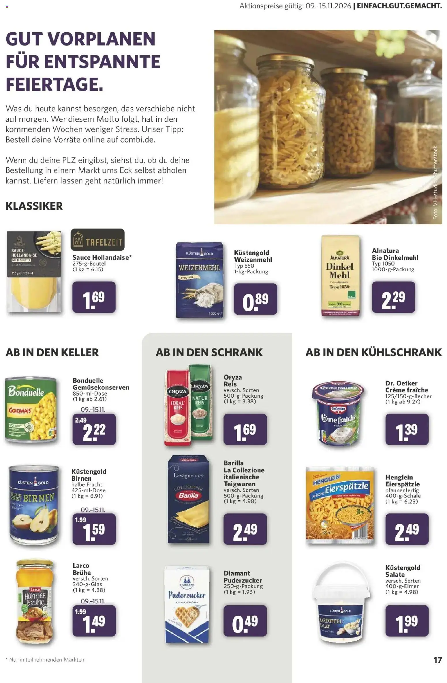 Combi Aktueller Prospekt (ab 26.10.2026) zum Blättern | Seite: 17 | Produkte: Mehl, Barilla, Weizenmehl, Lasagne