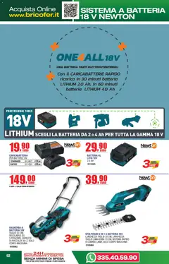 Anteprima del volantino Bricofer volantino Primavera Estate valido a partire dal 14/04/2026 | Pagina: 92 | Prodotti: Rasaerba, Batteria, Batterie, Caricabatterie