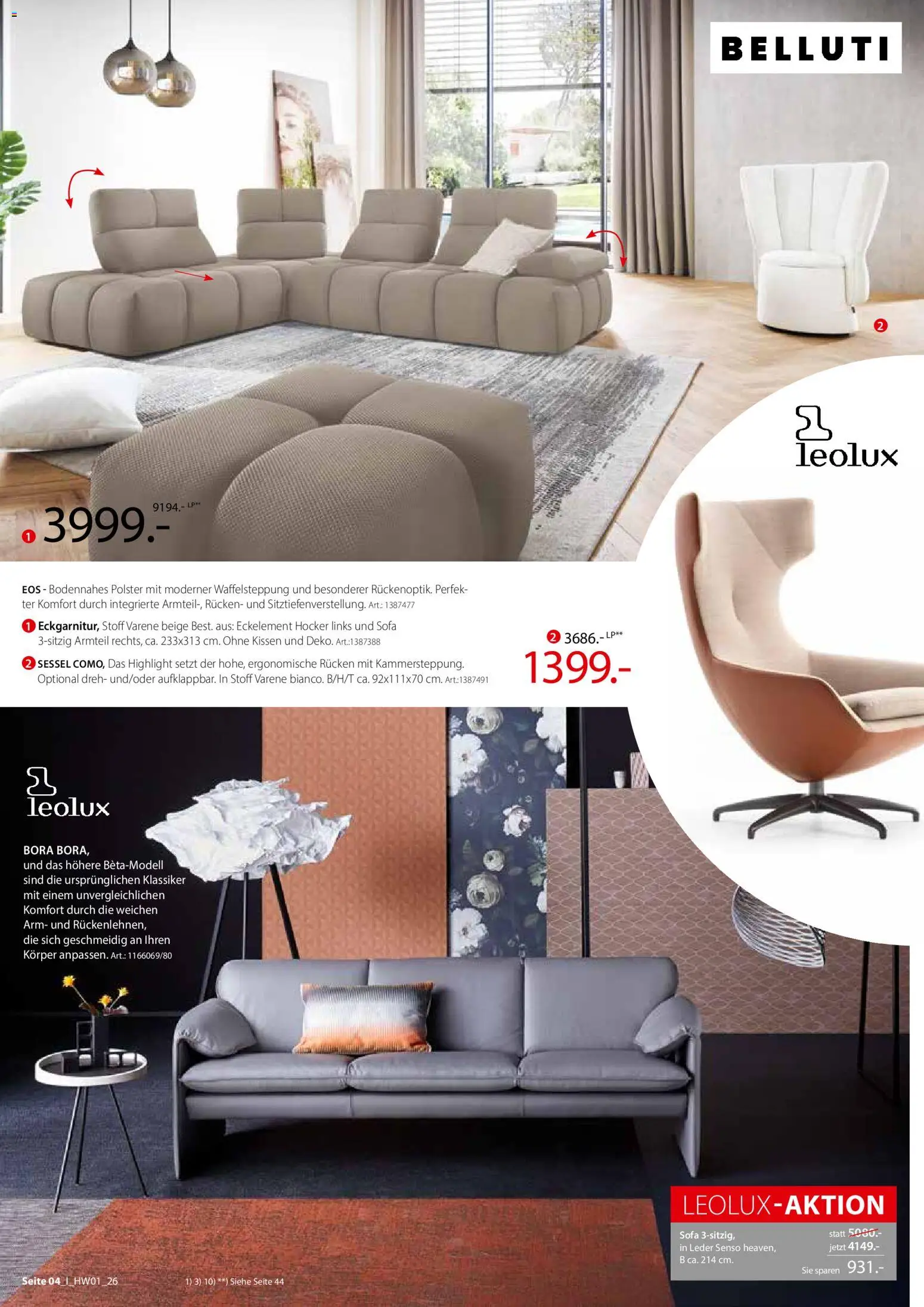 Zurbrüggen Hochwert Spezial – gültig ab 27.03.2026 | Seite: 4 | Produkte: Hocker, Kissen, Sofa, Sessel