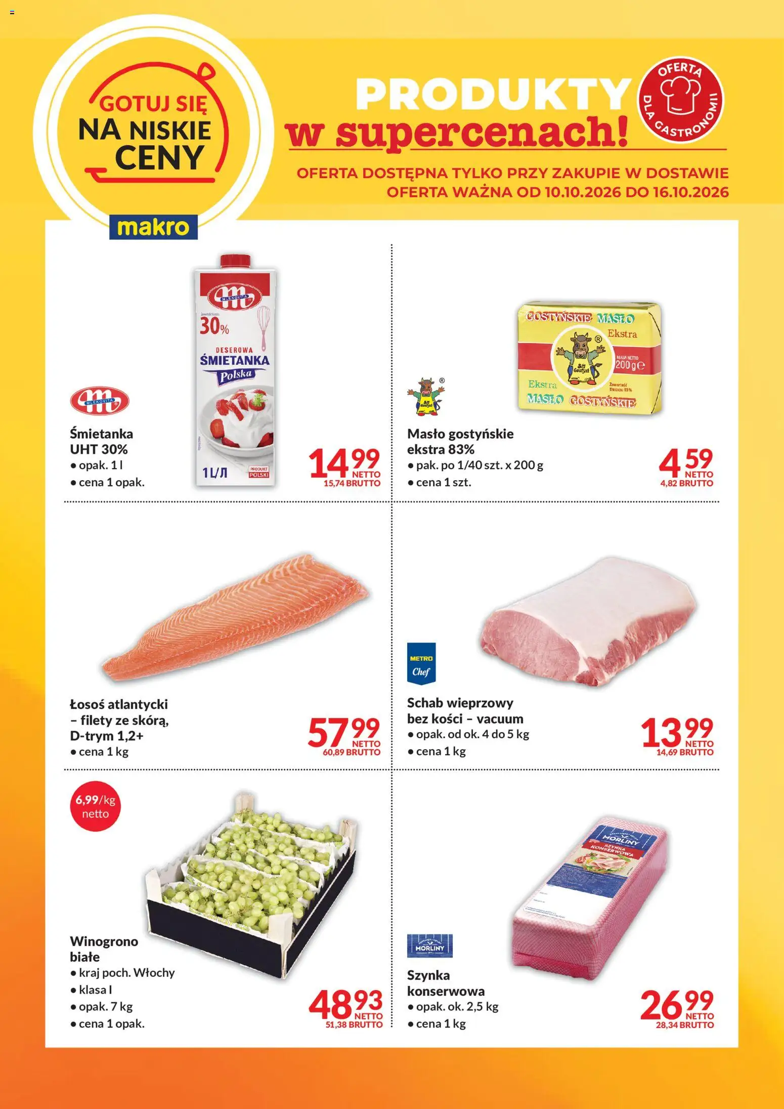 Makro gazetka - Gotuj się na niskie ceny w dostawie od 10.10.2026 | Strona: 2 | Produkty: Winogrono, Schab, Łosoś, Masło