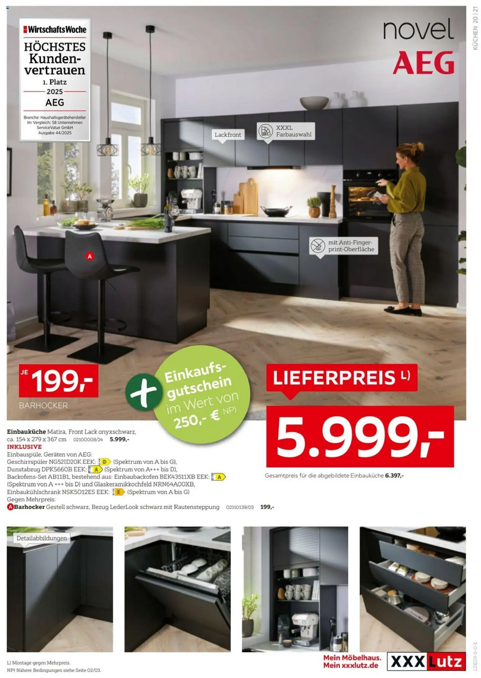 XXXLutz Nr. 1 bei Küchen – gültig ab 05.09.2026 | Seite: 21 | Produkte: Geschirrspüler, Einbauküche, Barhocker, Kuchen