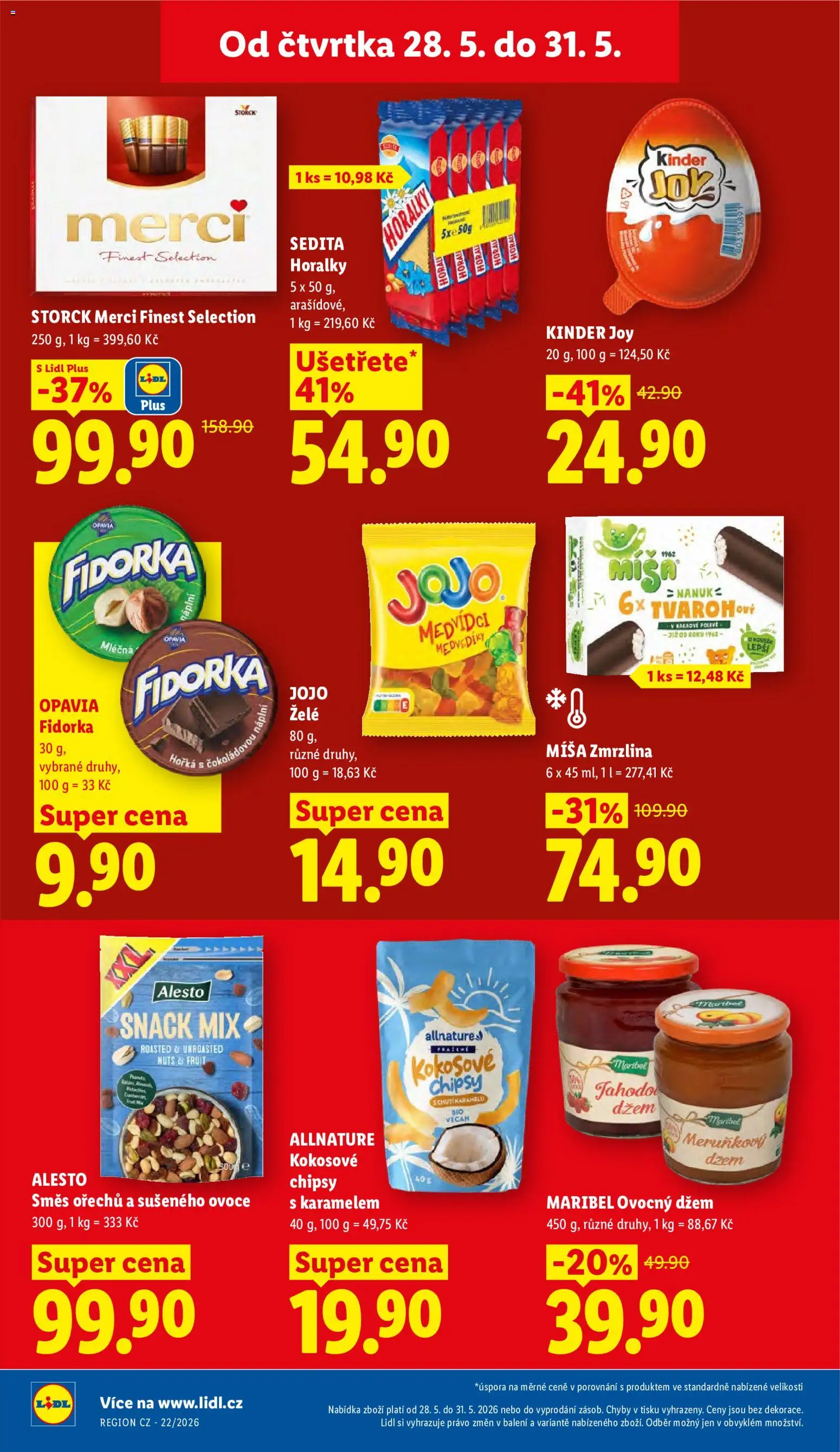 Lidl leták od 28.05.2026 | Strana: 22 | Produkty: Jojo, Zmrzlina, Kinder Joy, Chipsy