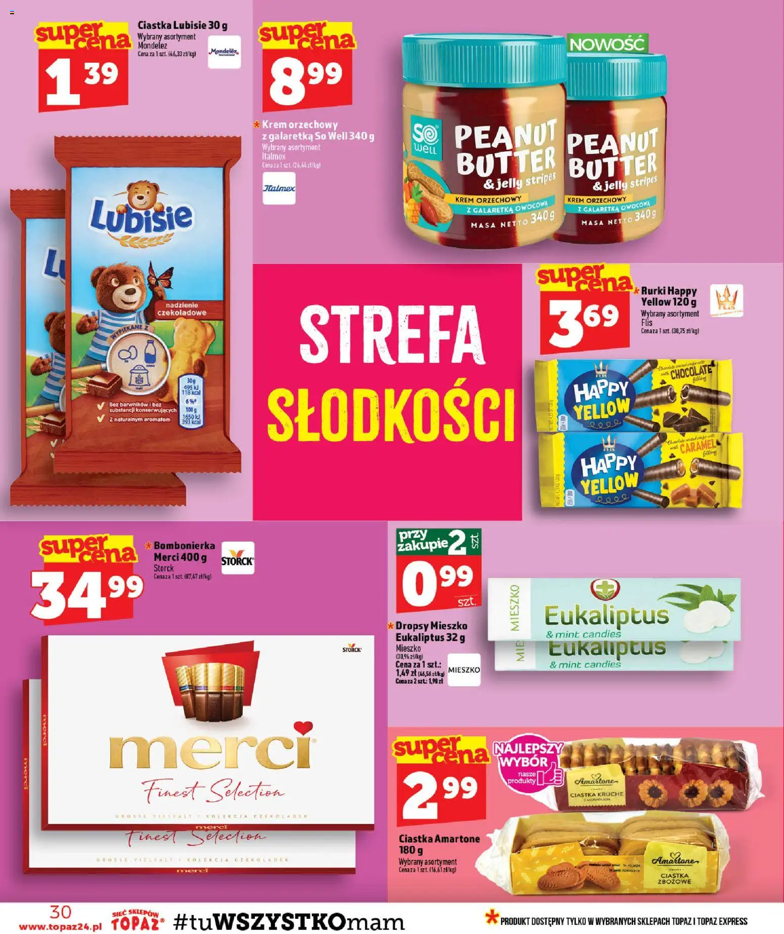Topaz gazetka - MAZ od 23.07.2026 | Strona: 30 | Produkty: Galaretka, Merci, Ciastka kruche, Krem